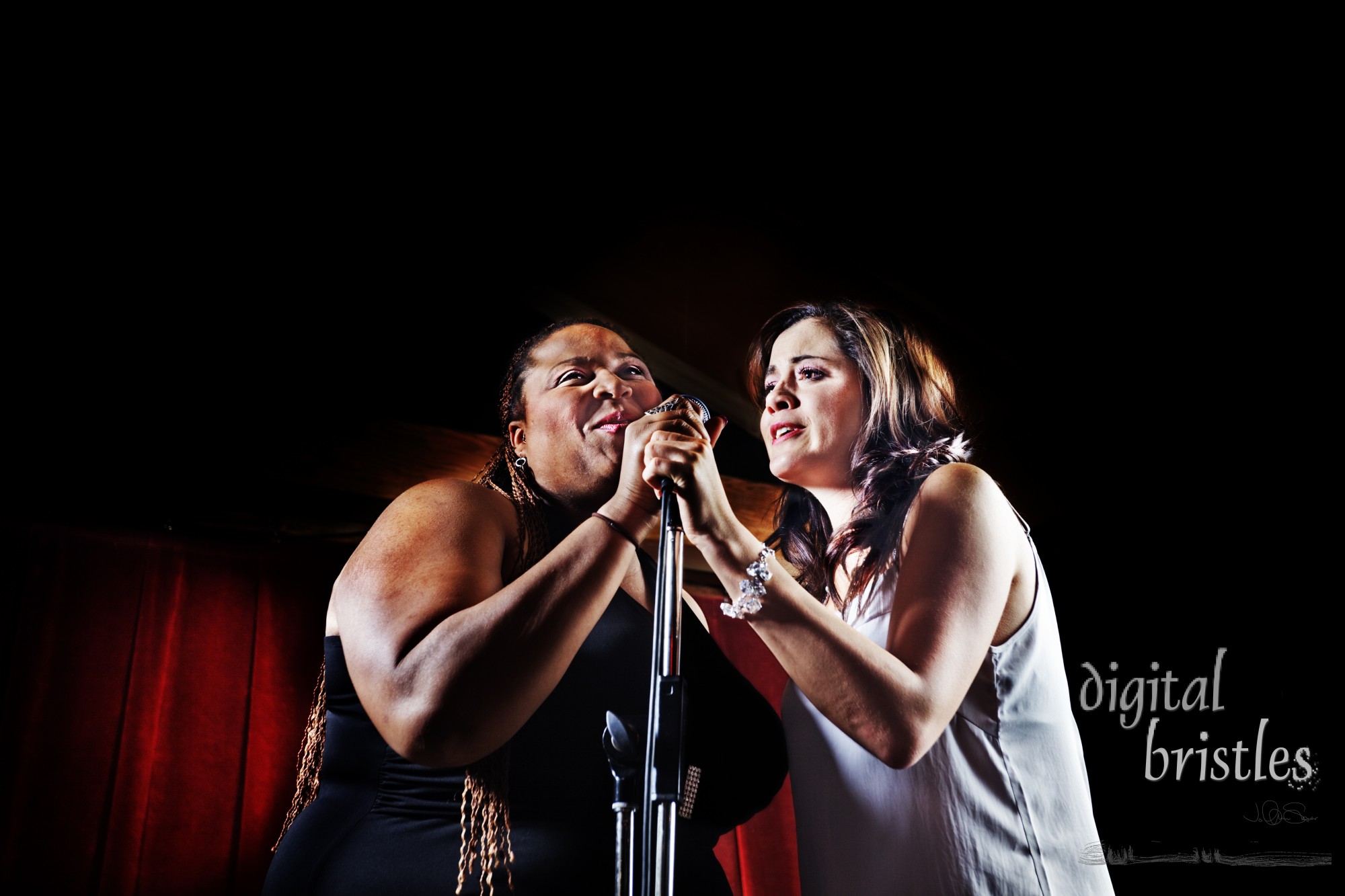 Two singers entertaining in a club