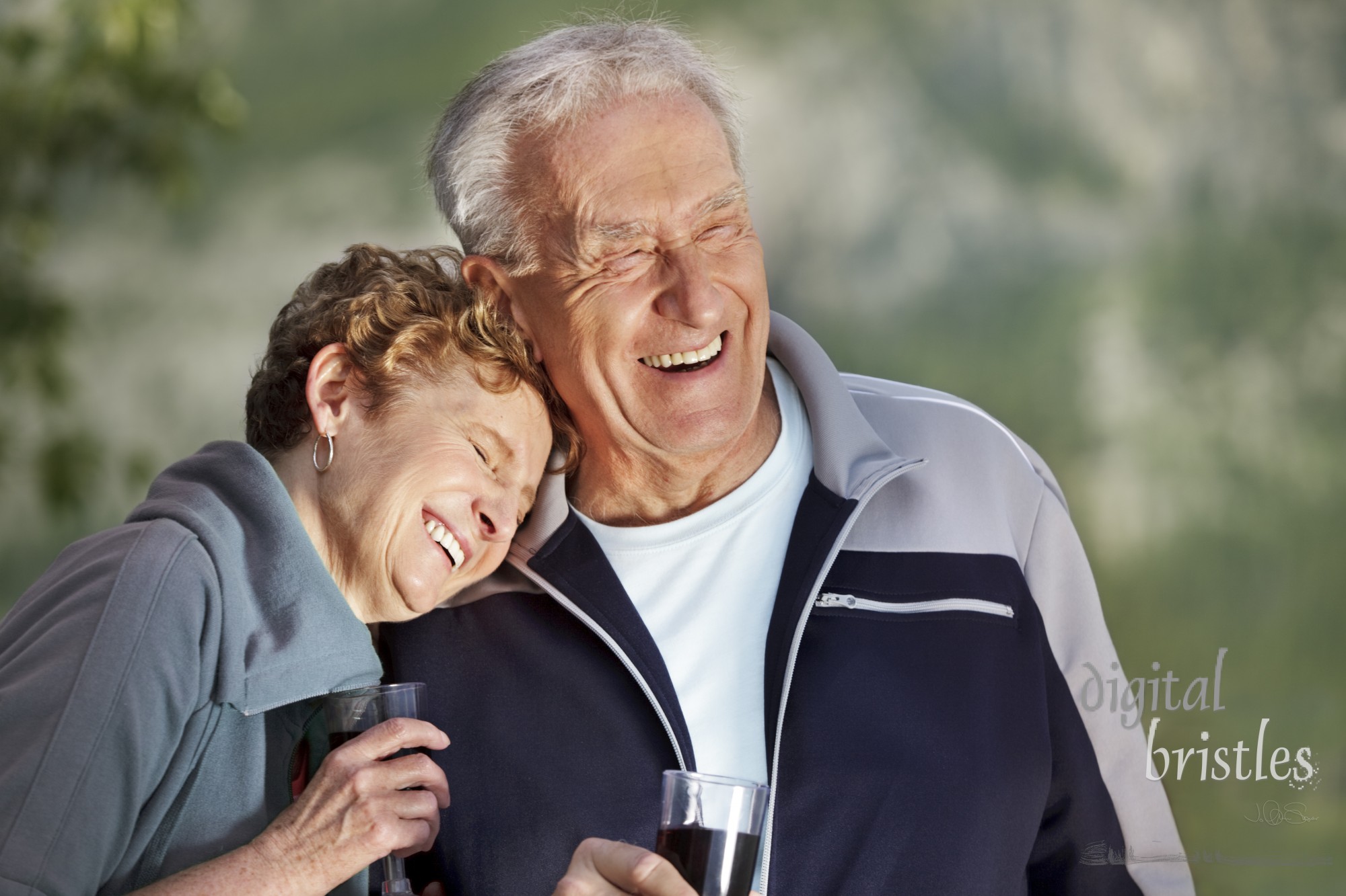 Senior couple share a laugh