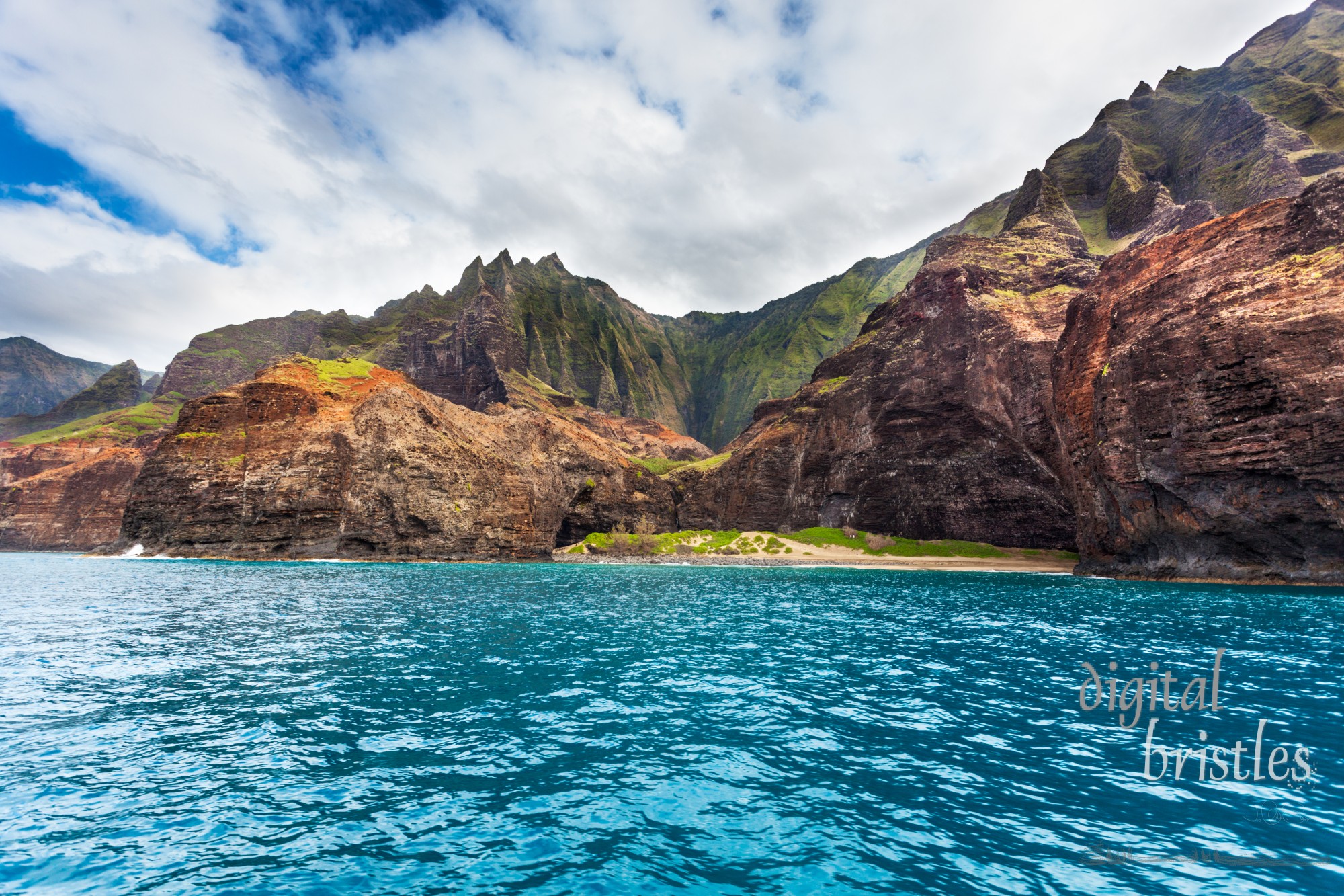 Na Pali coast's Honopu Beach and arch