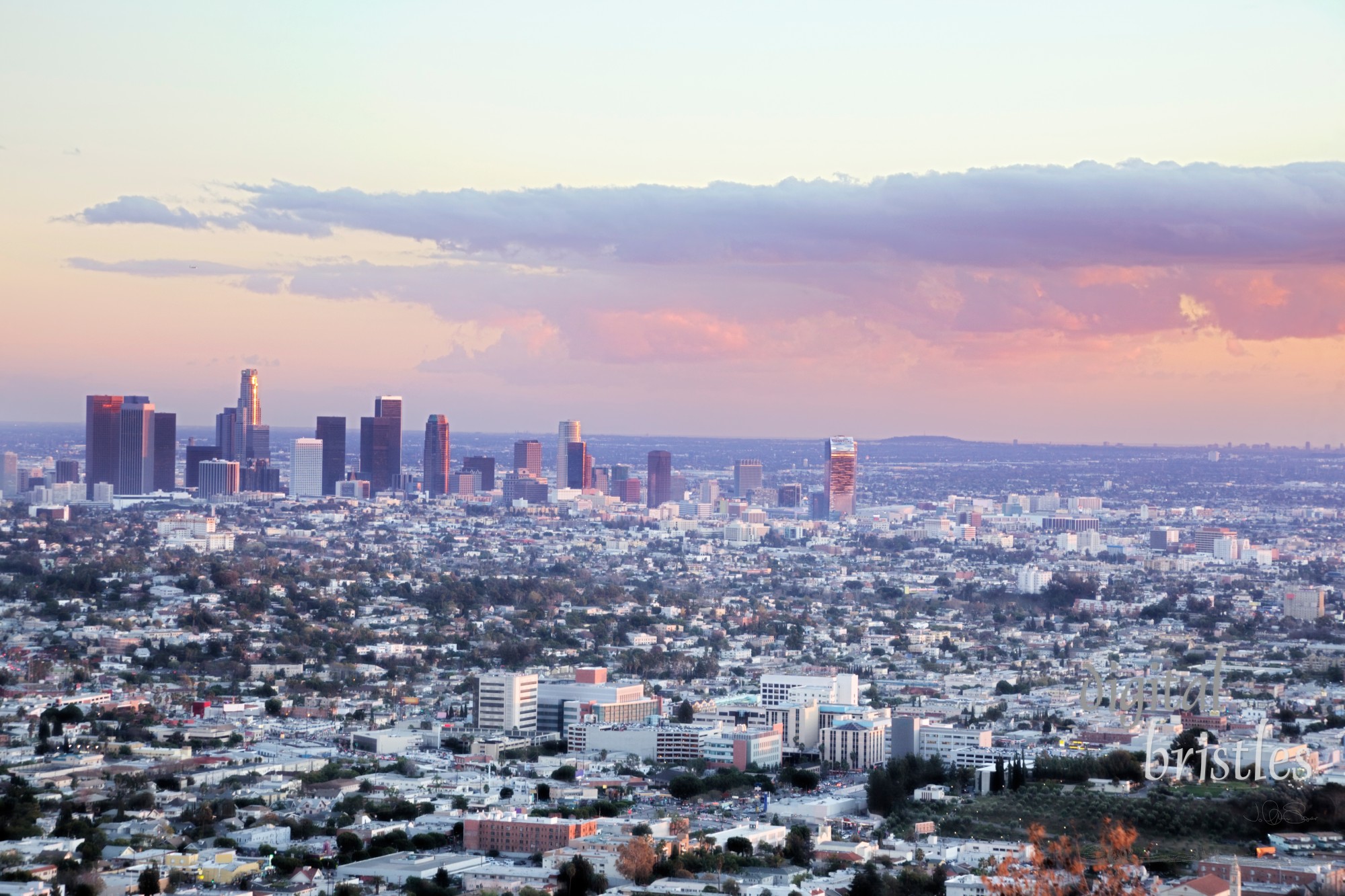 Downtown Los Angeles right before sunset