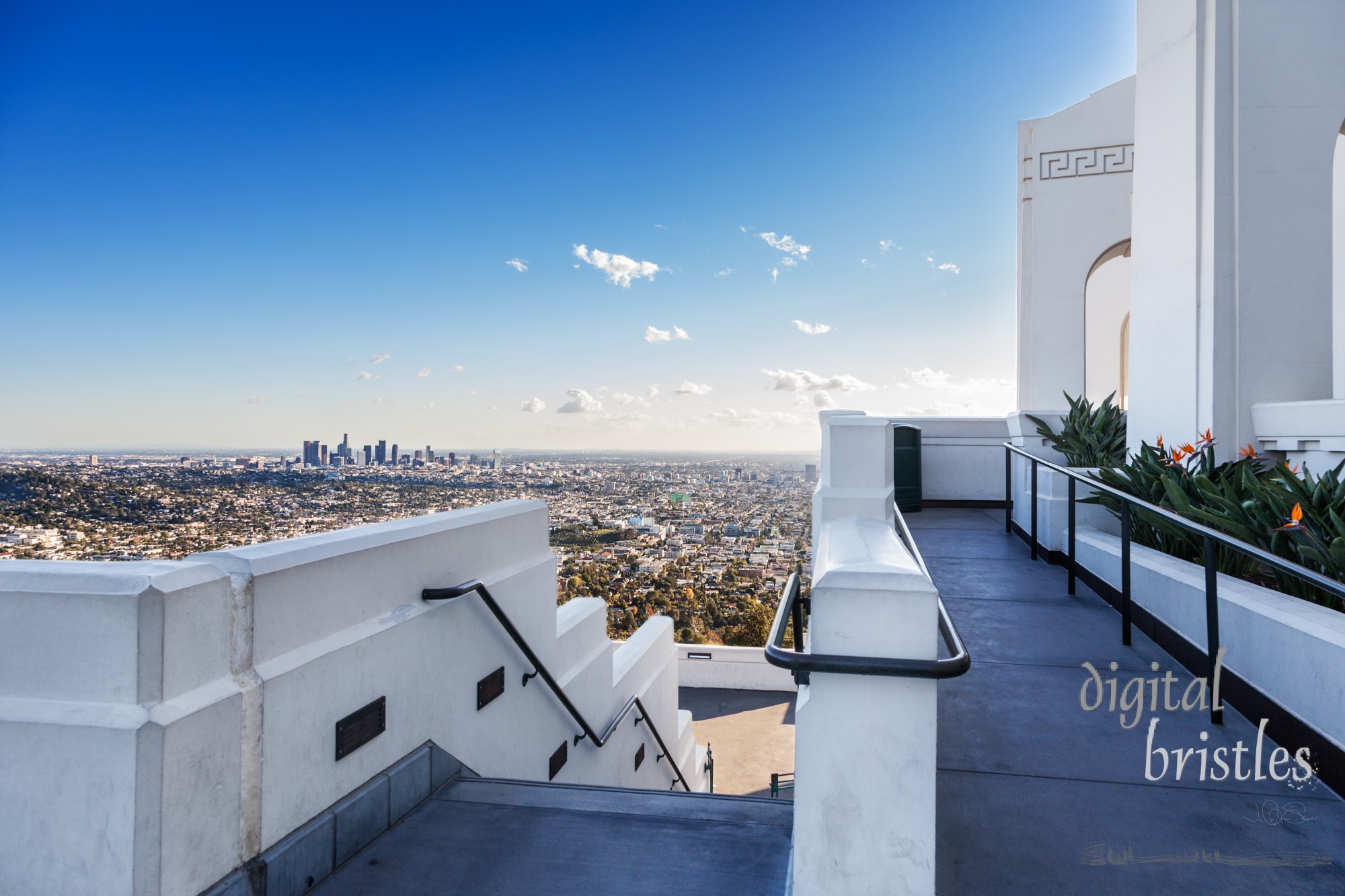 Downtown Los Angeles in the afternoon sun as seen from the side of the Griffith Observatory