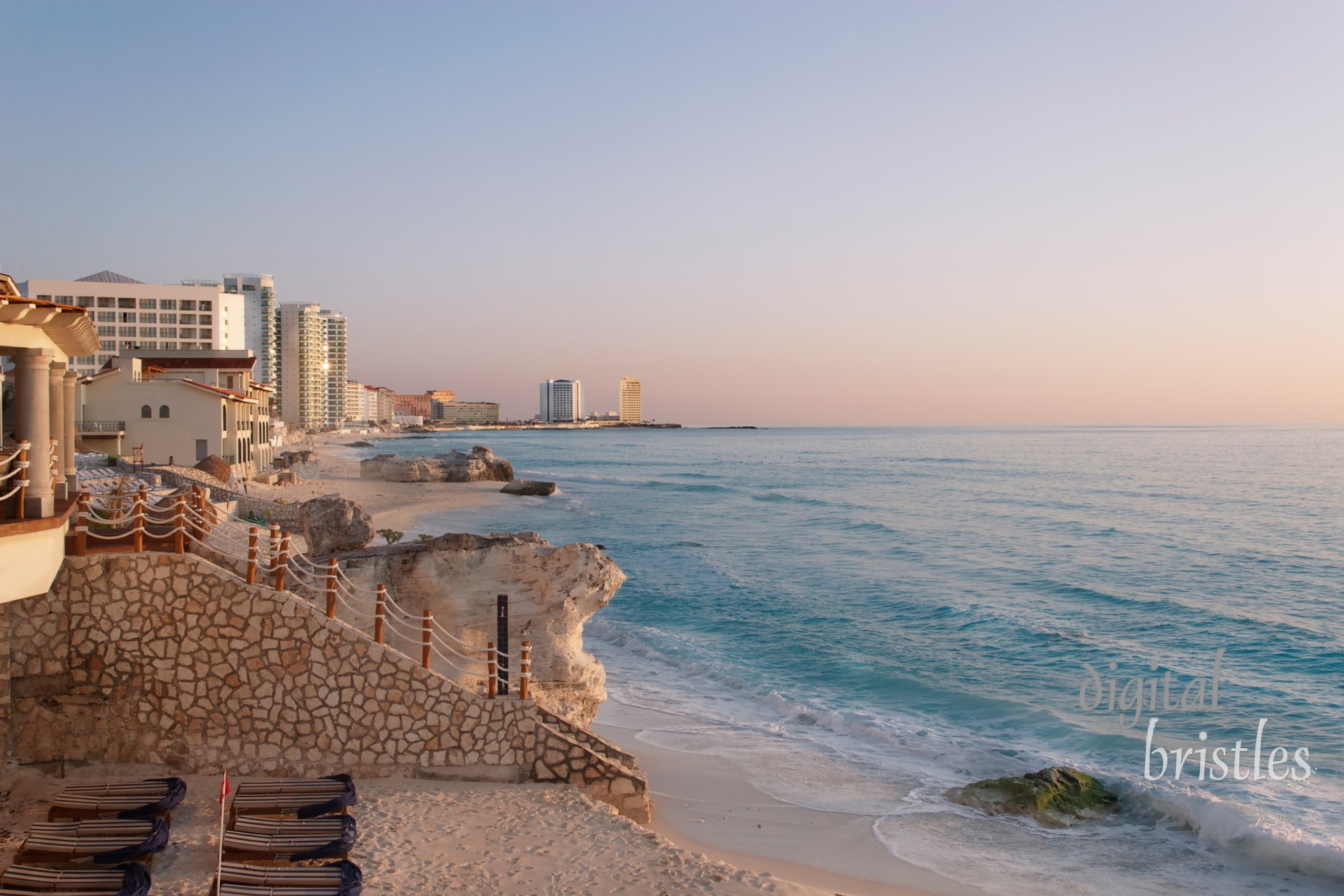 Early morning at the Zona Hotelera in Cancun, Mexico