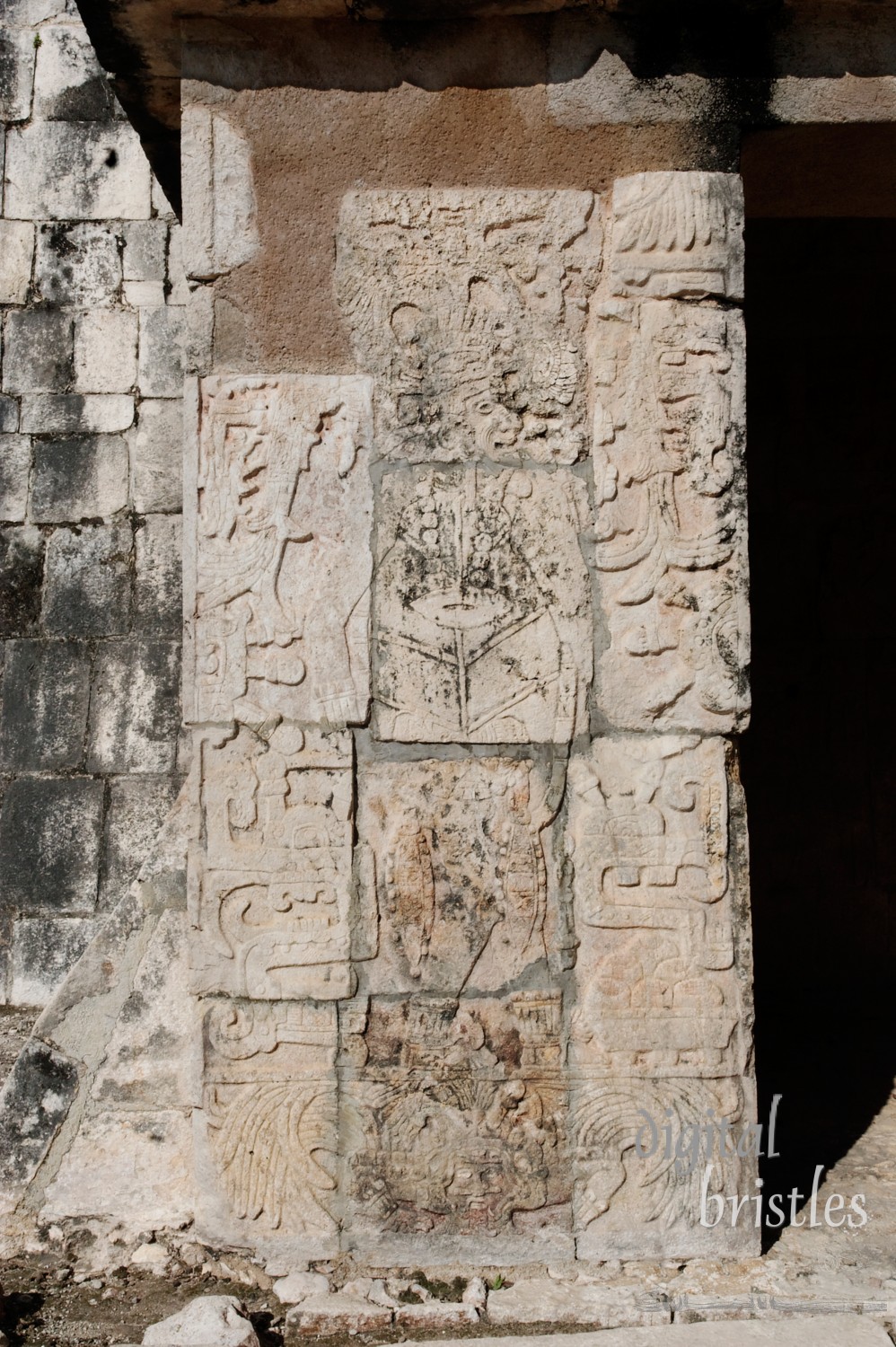 Partially restored Mayan bas relief carvings, Chichen Itza, Mexico