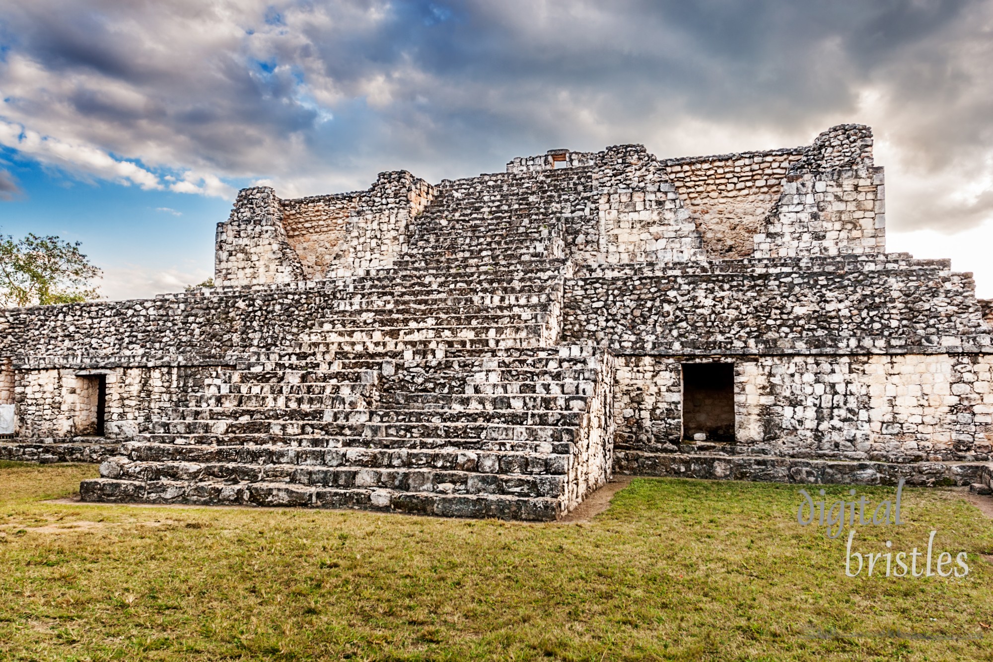 Stairs up to the temple atop the Oval Palace, Ek Balam, Mexico