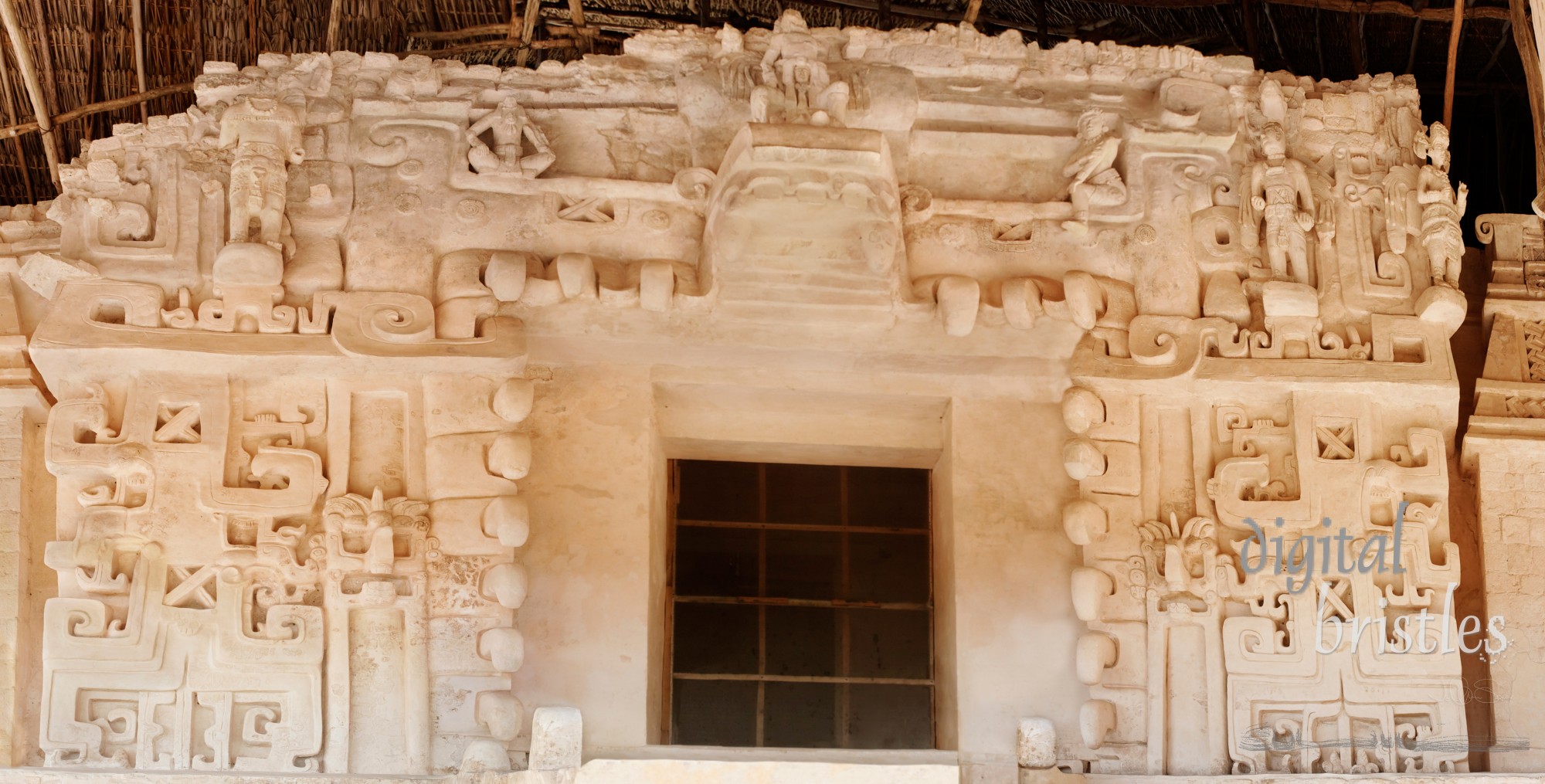 The jaguar's mouth design of the tomb entrance, Ek Balam, Mexico