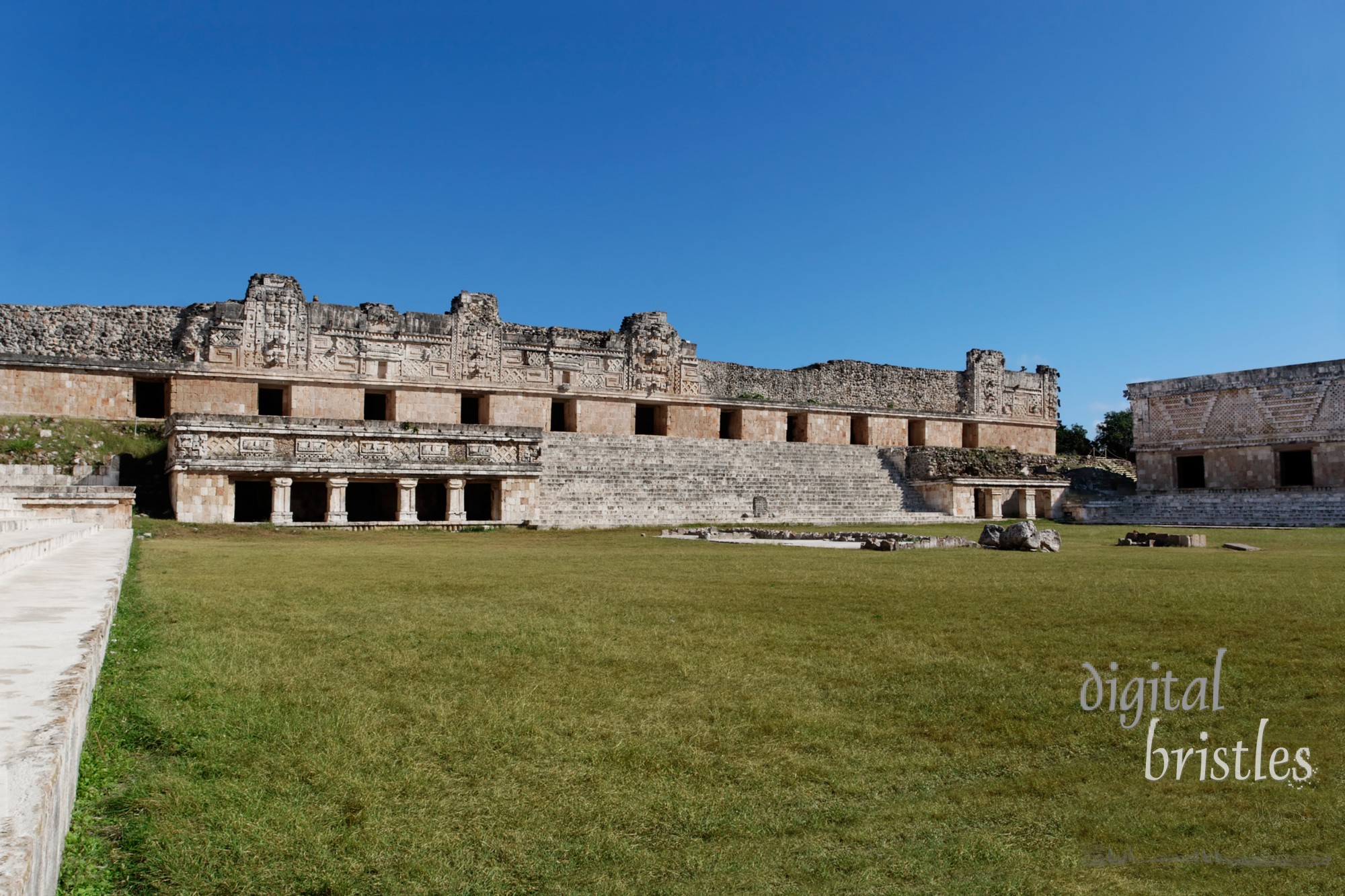 Stunning Mayan carved buildings at the Nunnery Quadrangle in Uxmal, Mexico