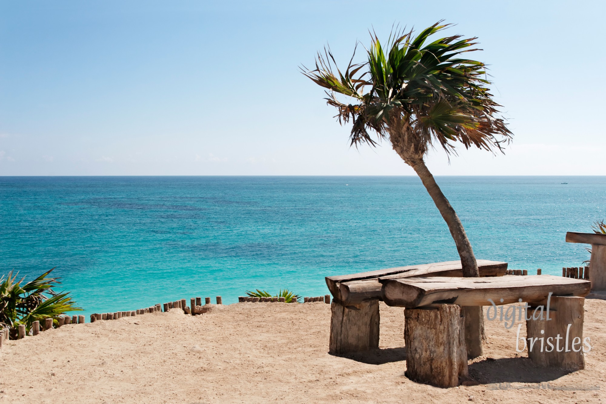 Clifftop benches overlooking the Caribbean