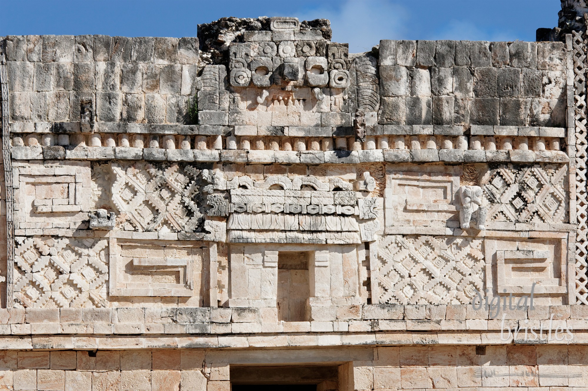 Detail of a wall in the Nunnery Quadrangle, Uxmal, Mexico