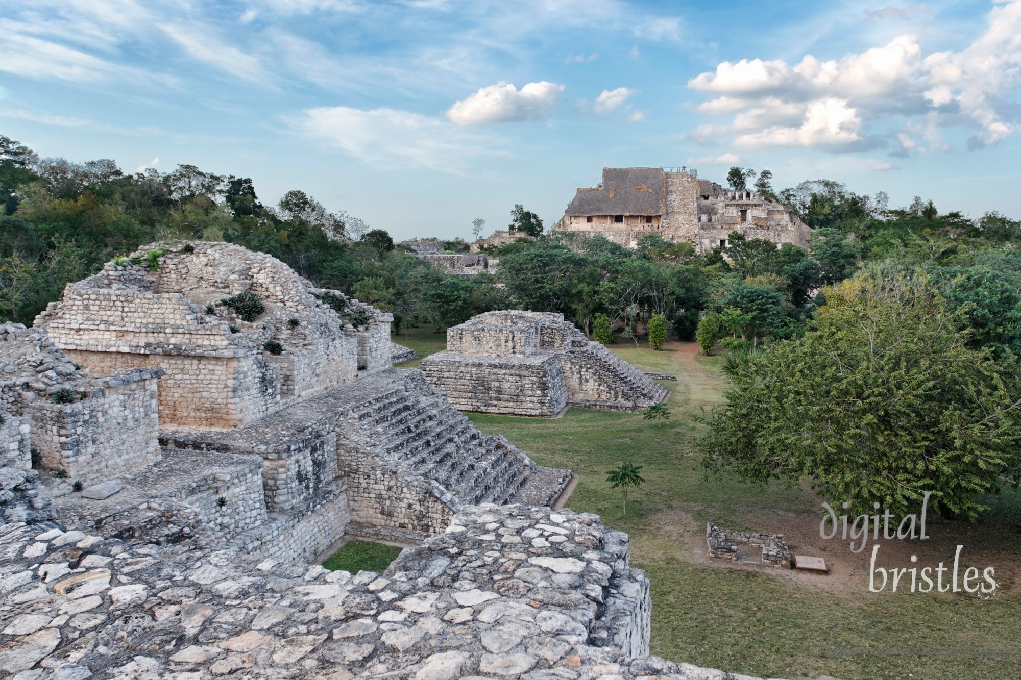 Site overview of Mayan ruins of Ek Balam, Puuc region, in Mexico's Yucatan peninsula