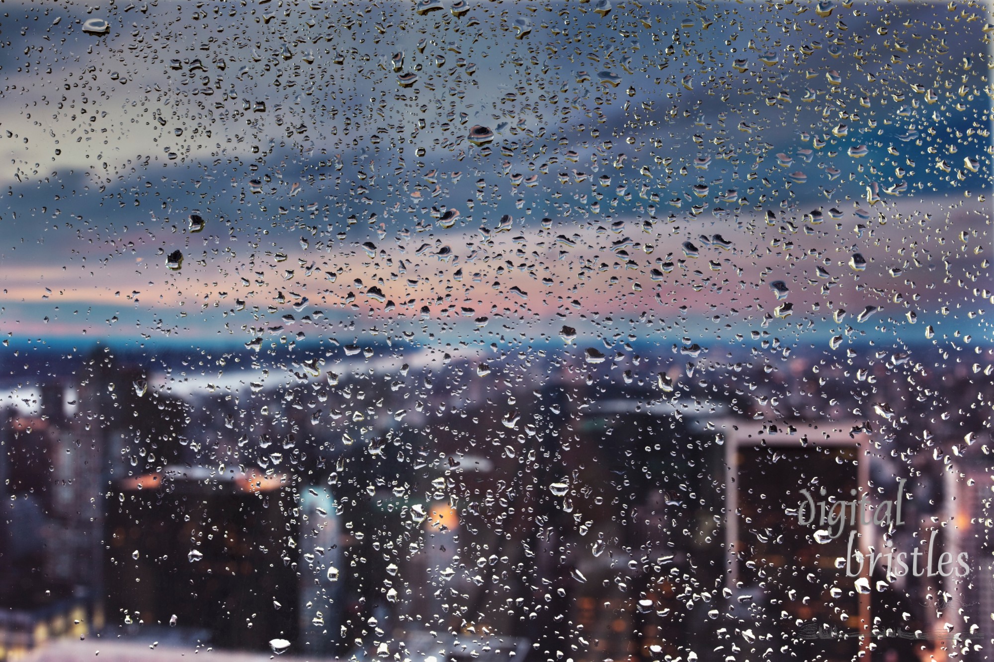 Raindrops on a window looking over Central Park, New York City