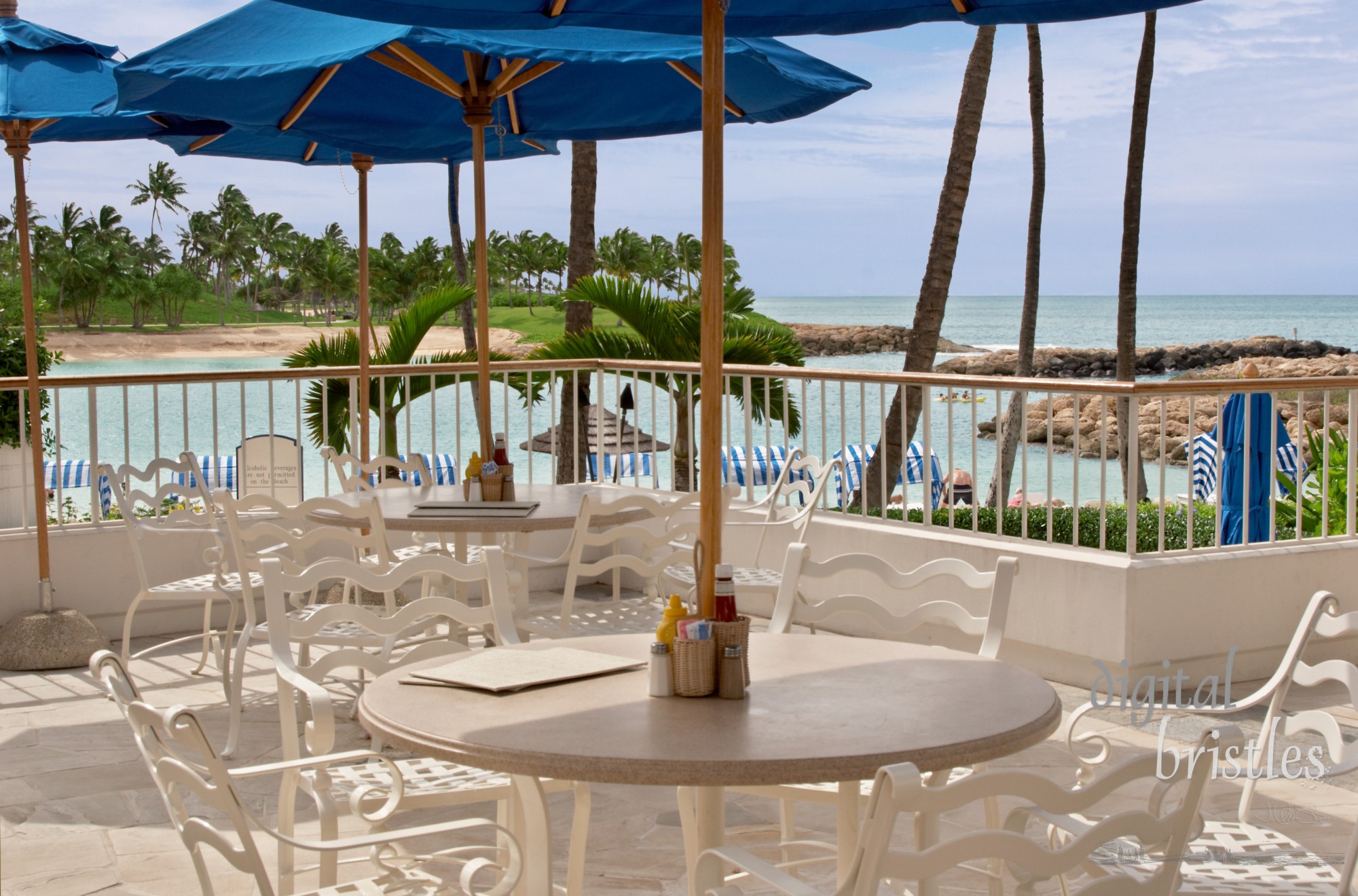 Tables by the water, horizontal