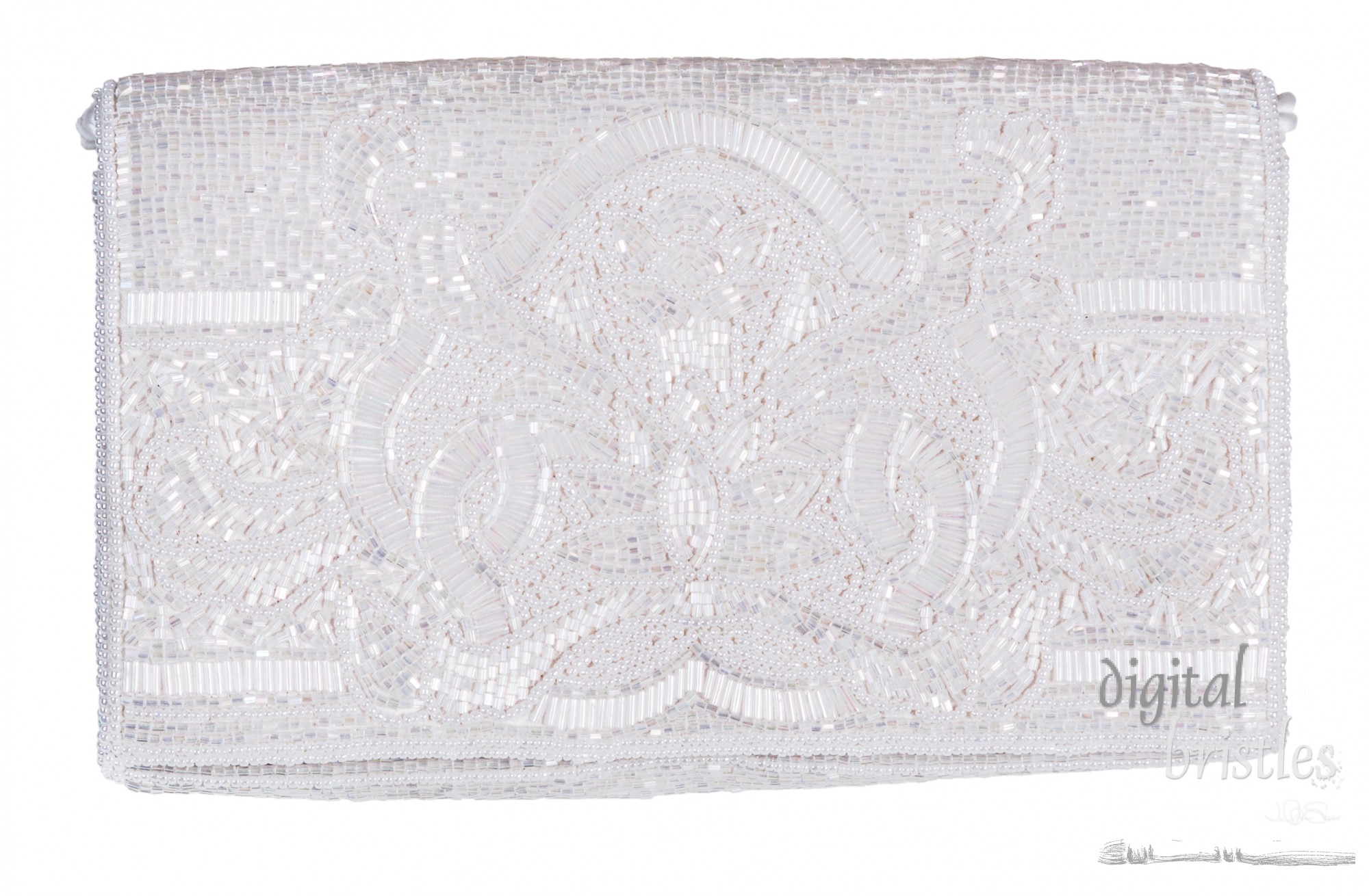 White beaded clutch - evening or special occasion bag