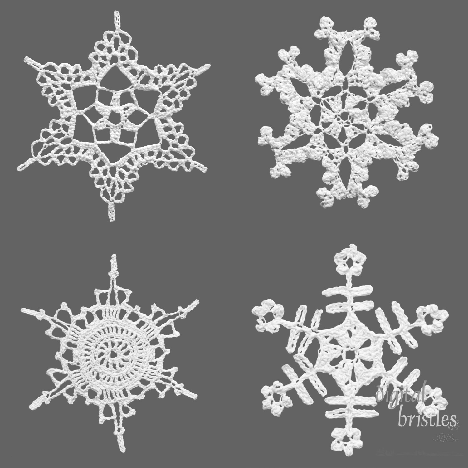 Hand crocheted cotton snowflakes