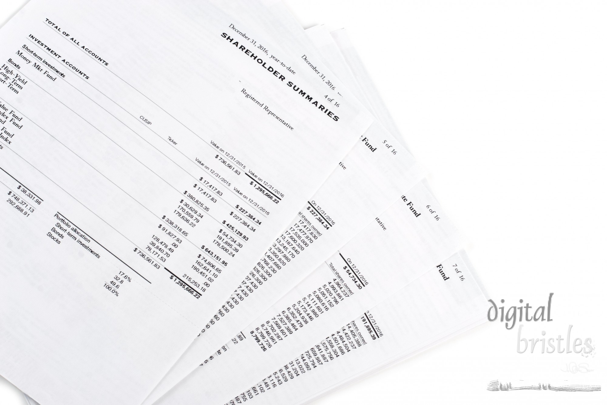 Savings and investments - annual account statement summaries