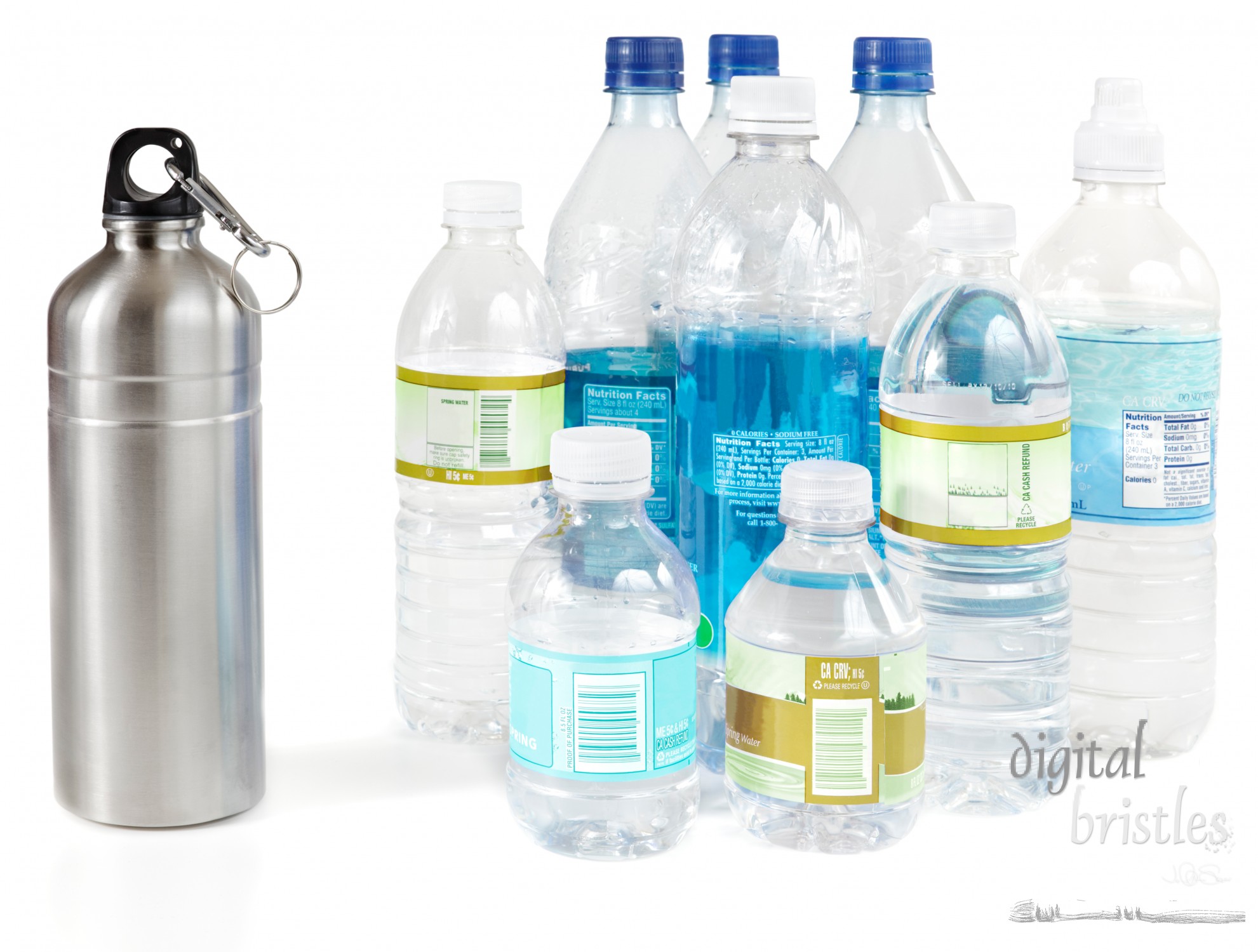 Reusable water bottle instead of piles of disposable plastic water bottles