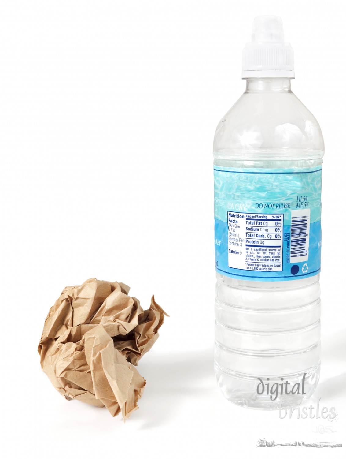 Disposable paper lunch bag and water bottle - poor for the environment