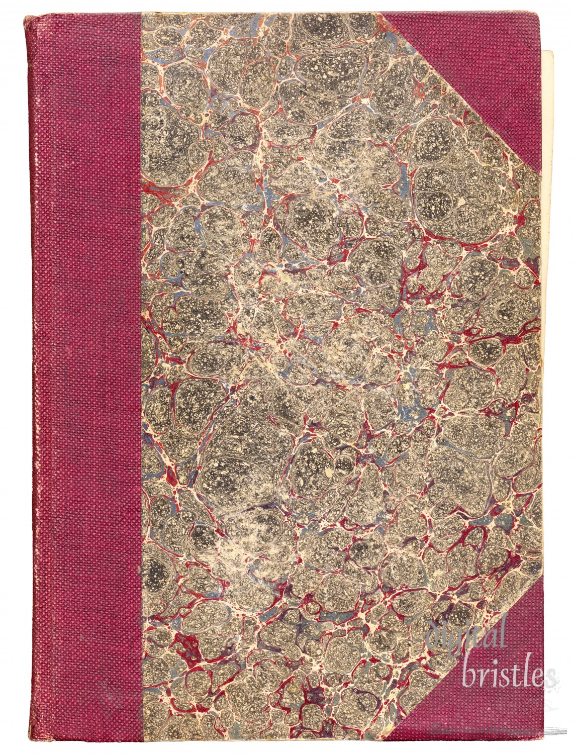 Old hardbound book cover, worn at the edges