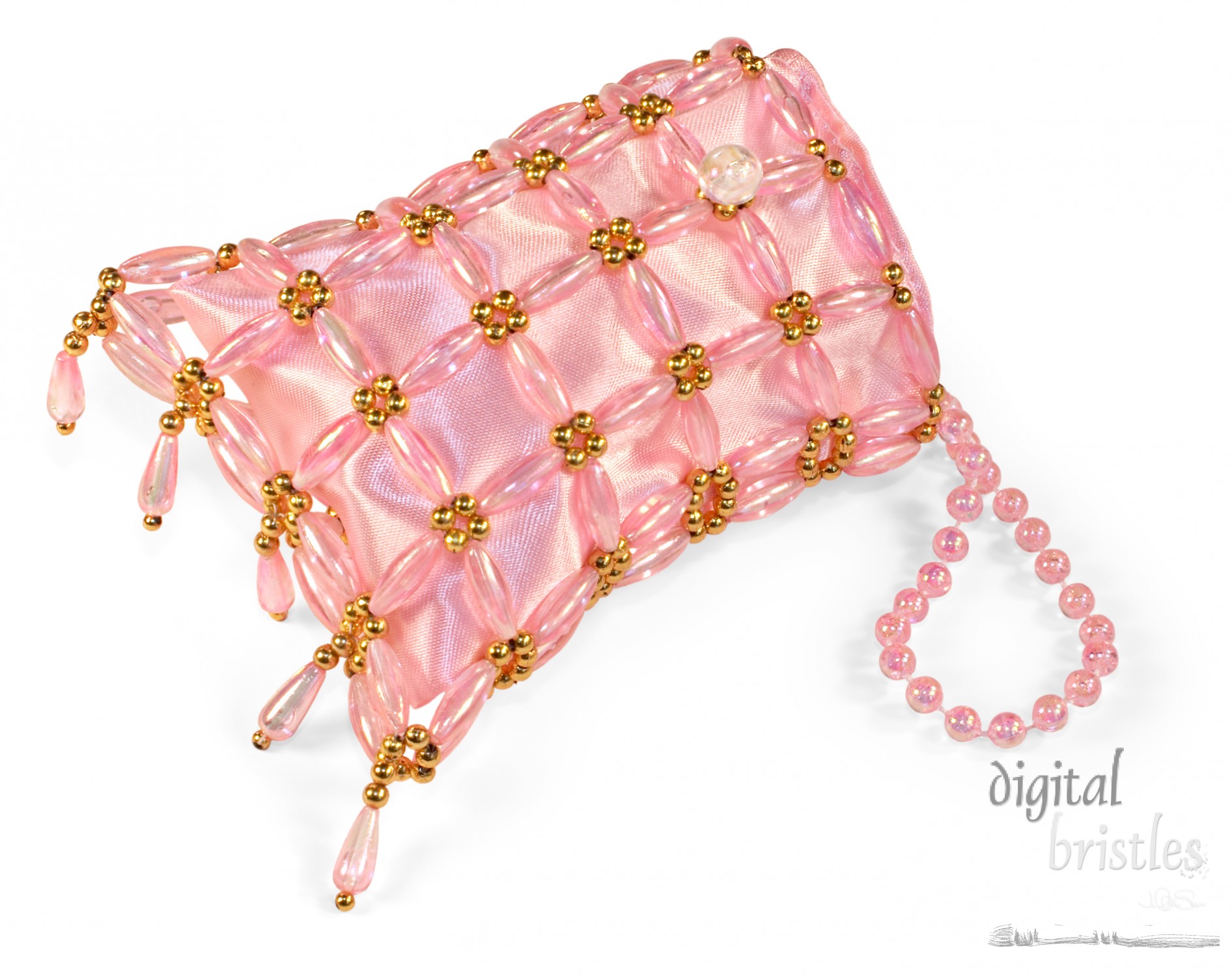 Garish pink beaded dress-up purse