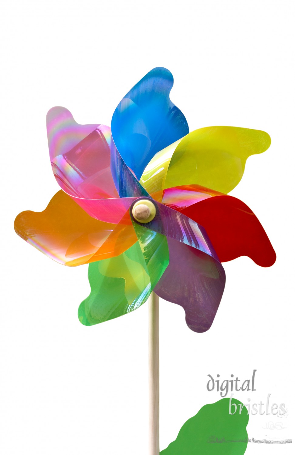 Colorful plastic pinwheel, isolated, with clipping mask