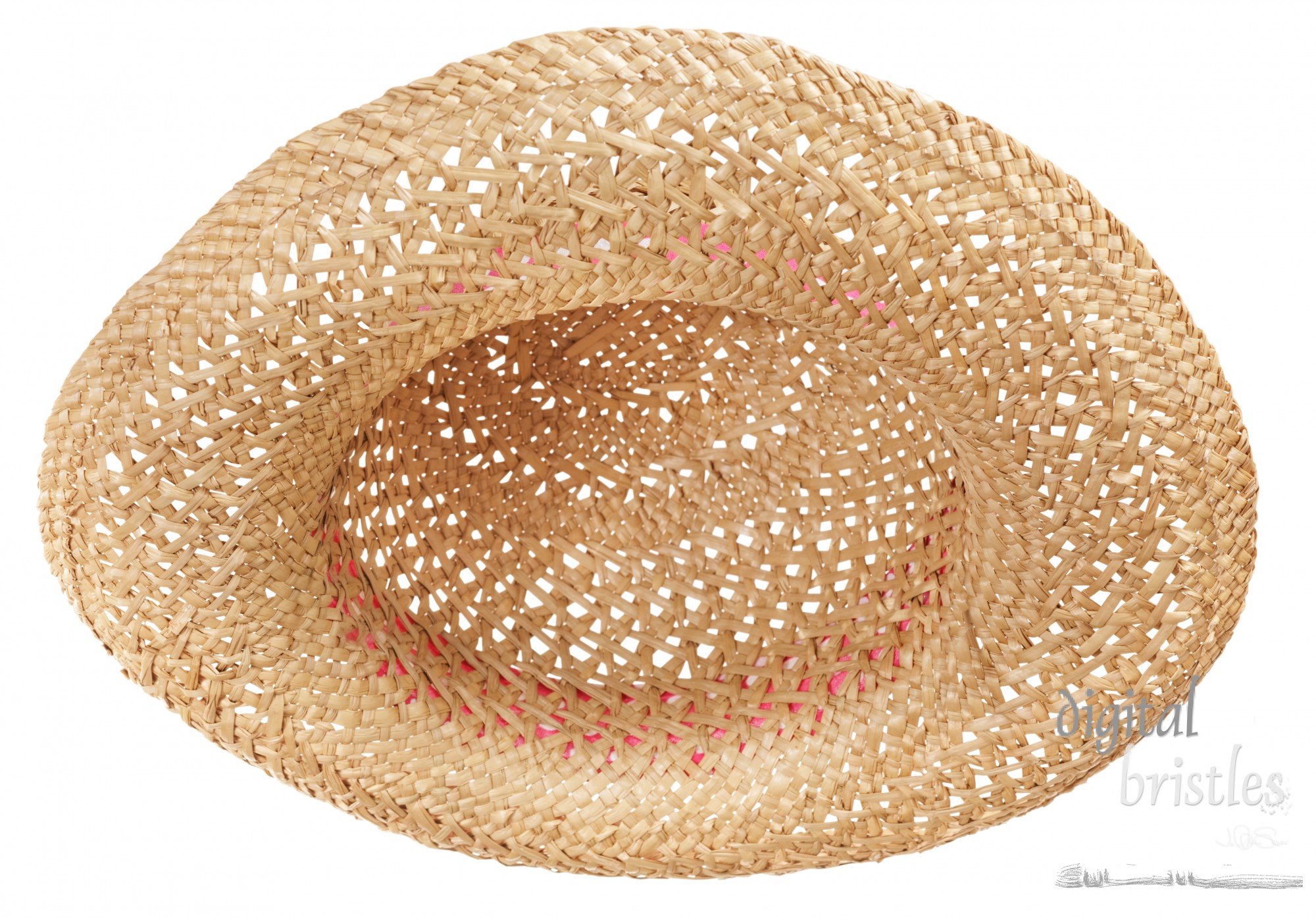 Isolated straw hat, looking up from underneath