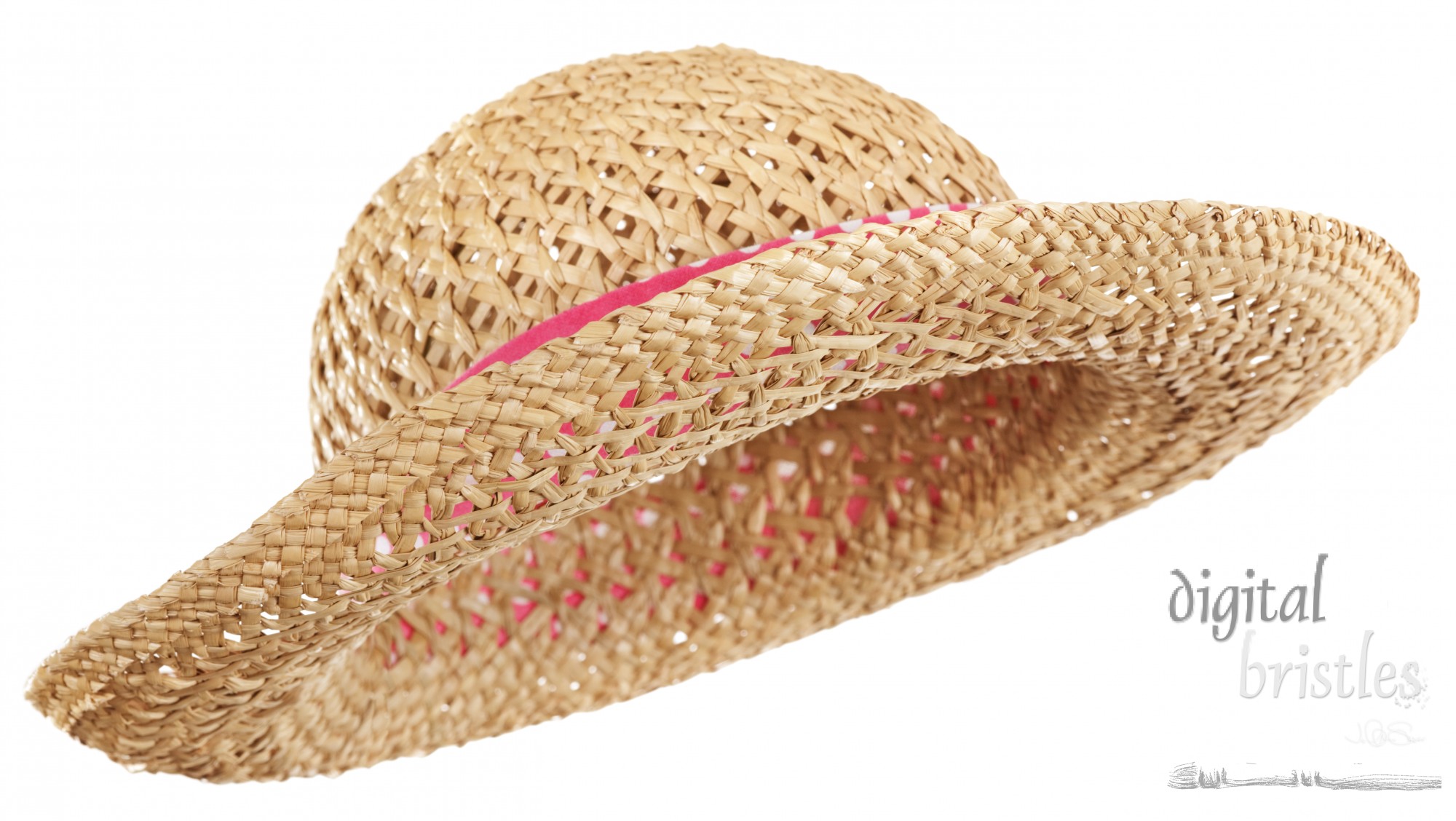 Isolated straw hat, tilted