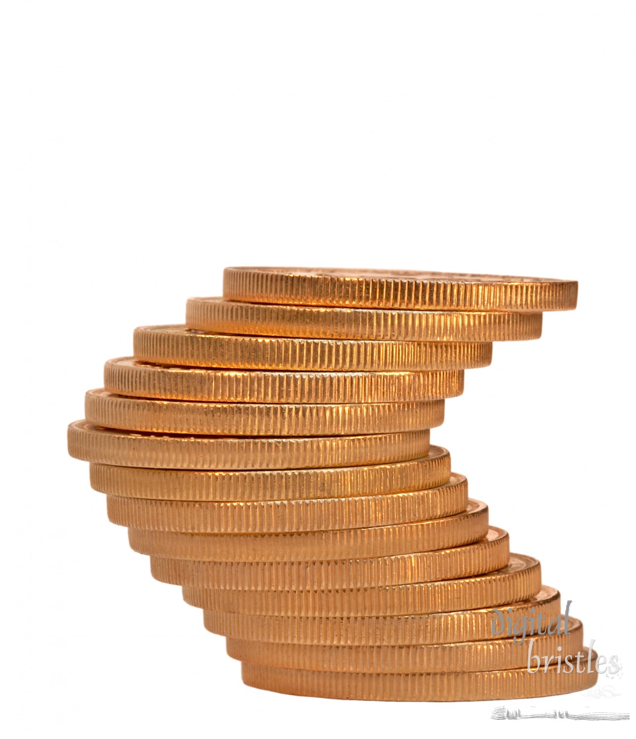 An uneasy balance in a stack of gold coins