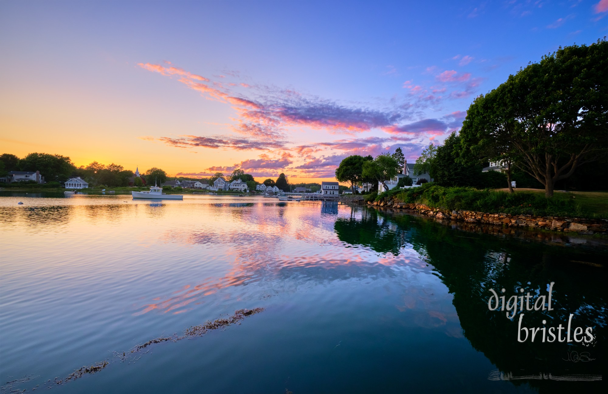 Dreamy colors in the clouds at sunset, Cape Porpoise, Maine