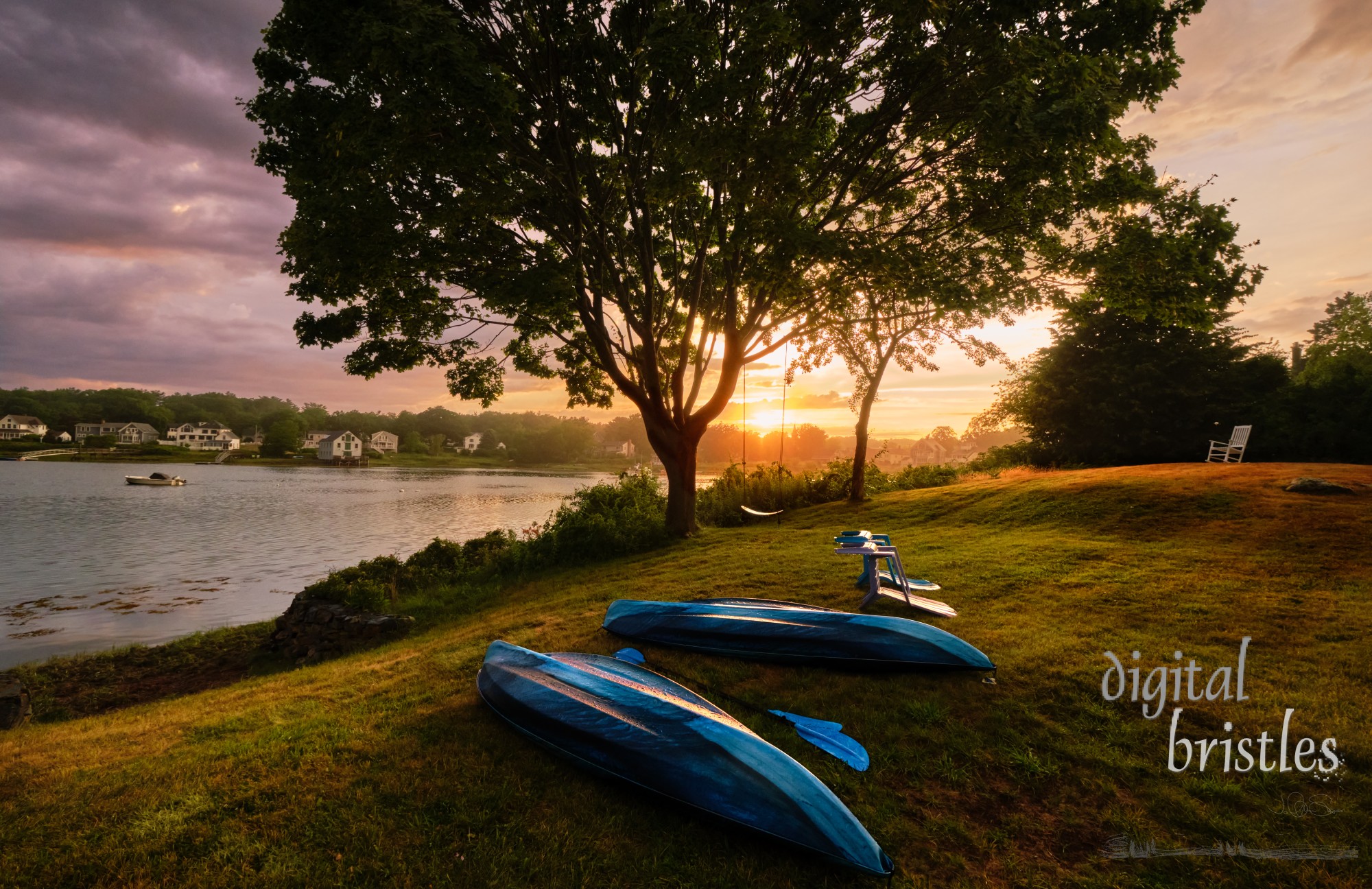 Calm sunset after afternoon thunderstorms