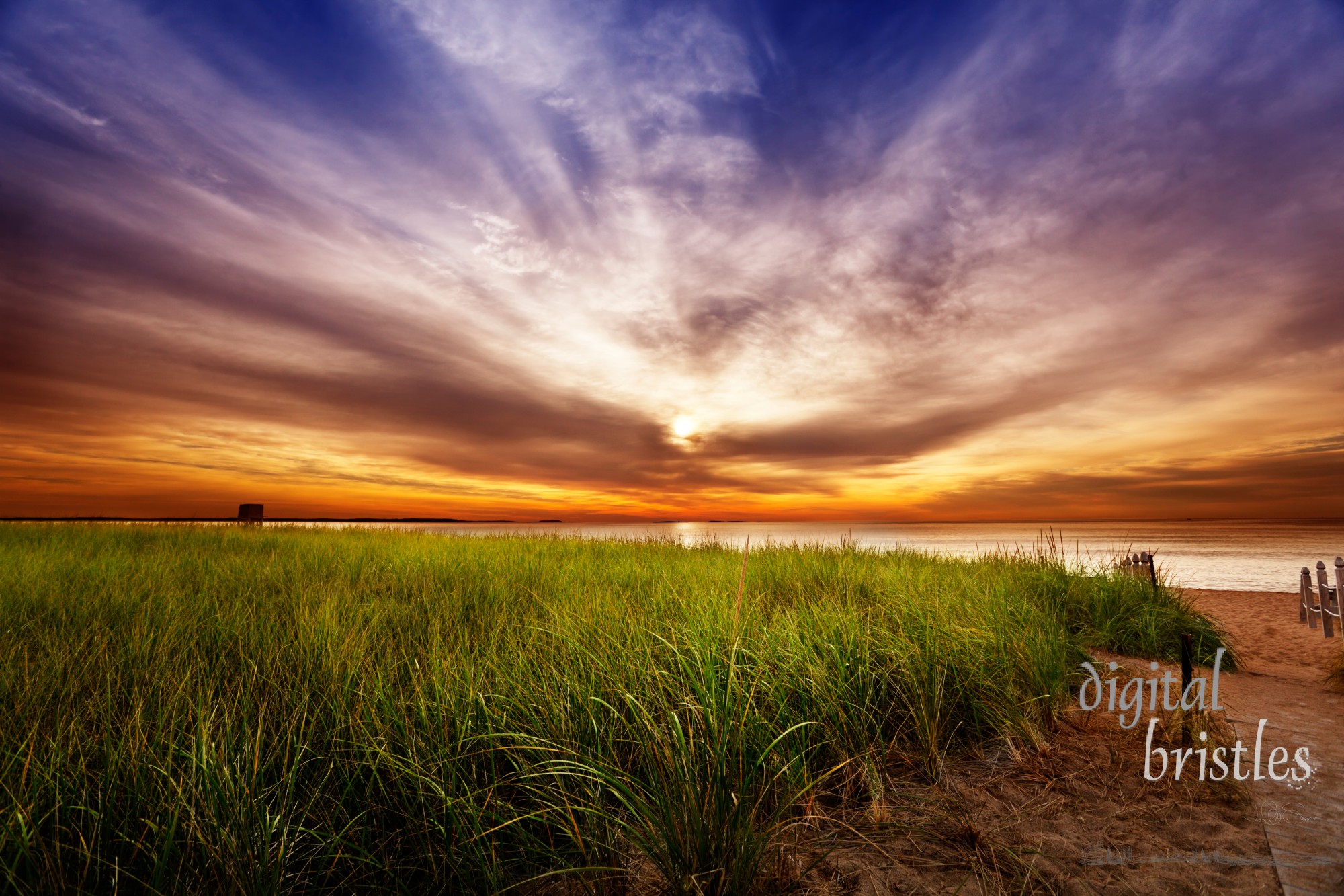 Dramatic Summer sunrise in Maine