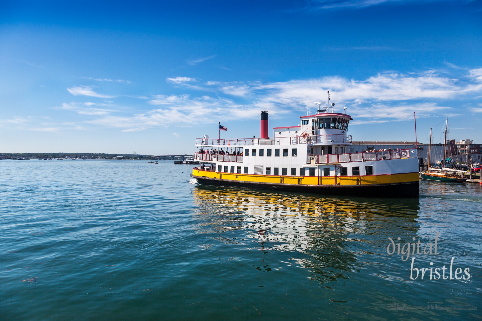 Ferry leaving Portland, Maine, heading into Casco Bay