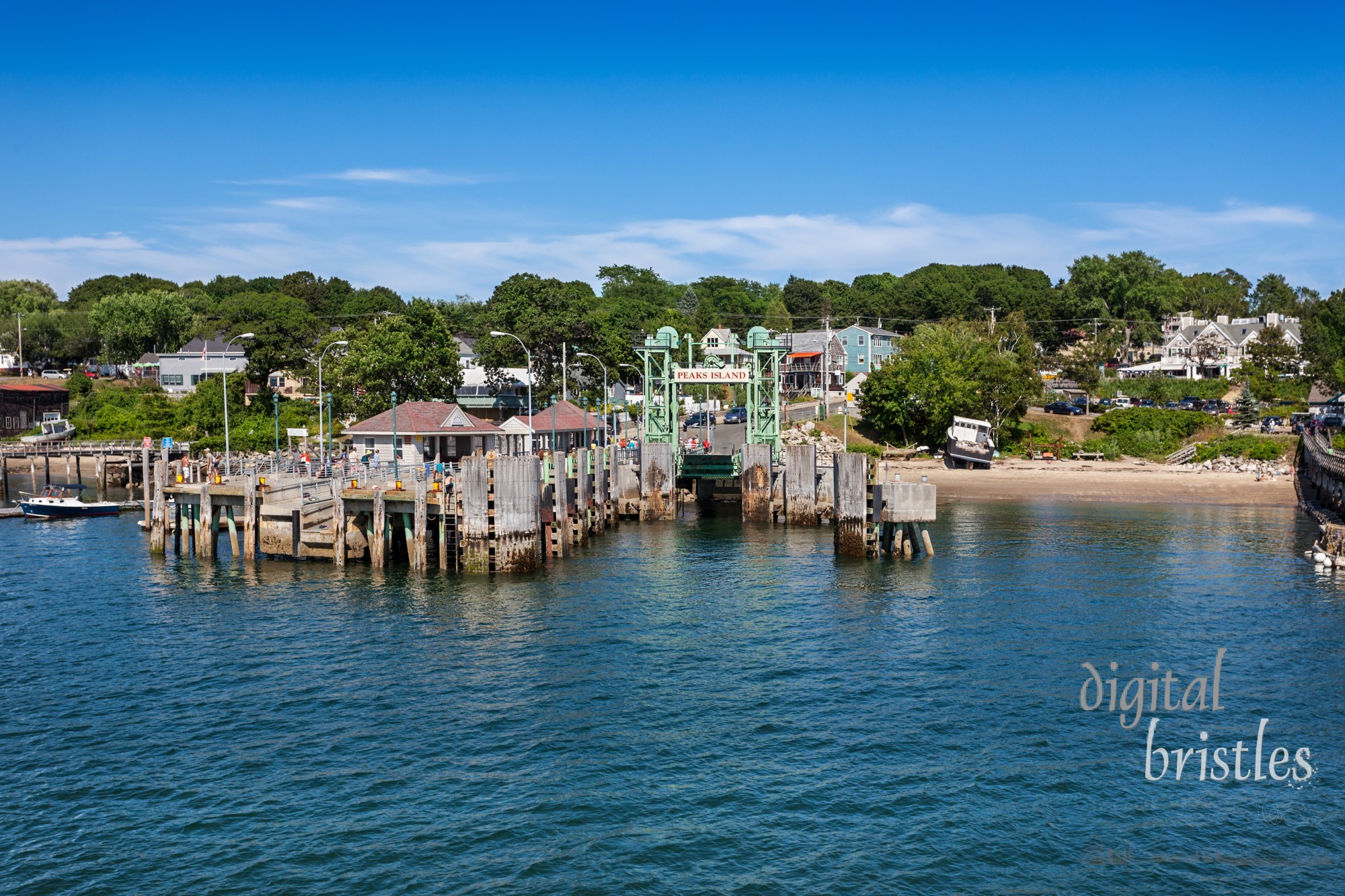 Peaks Island ferry dock on a summer afternoon