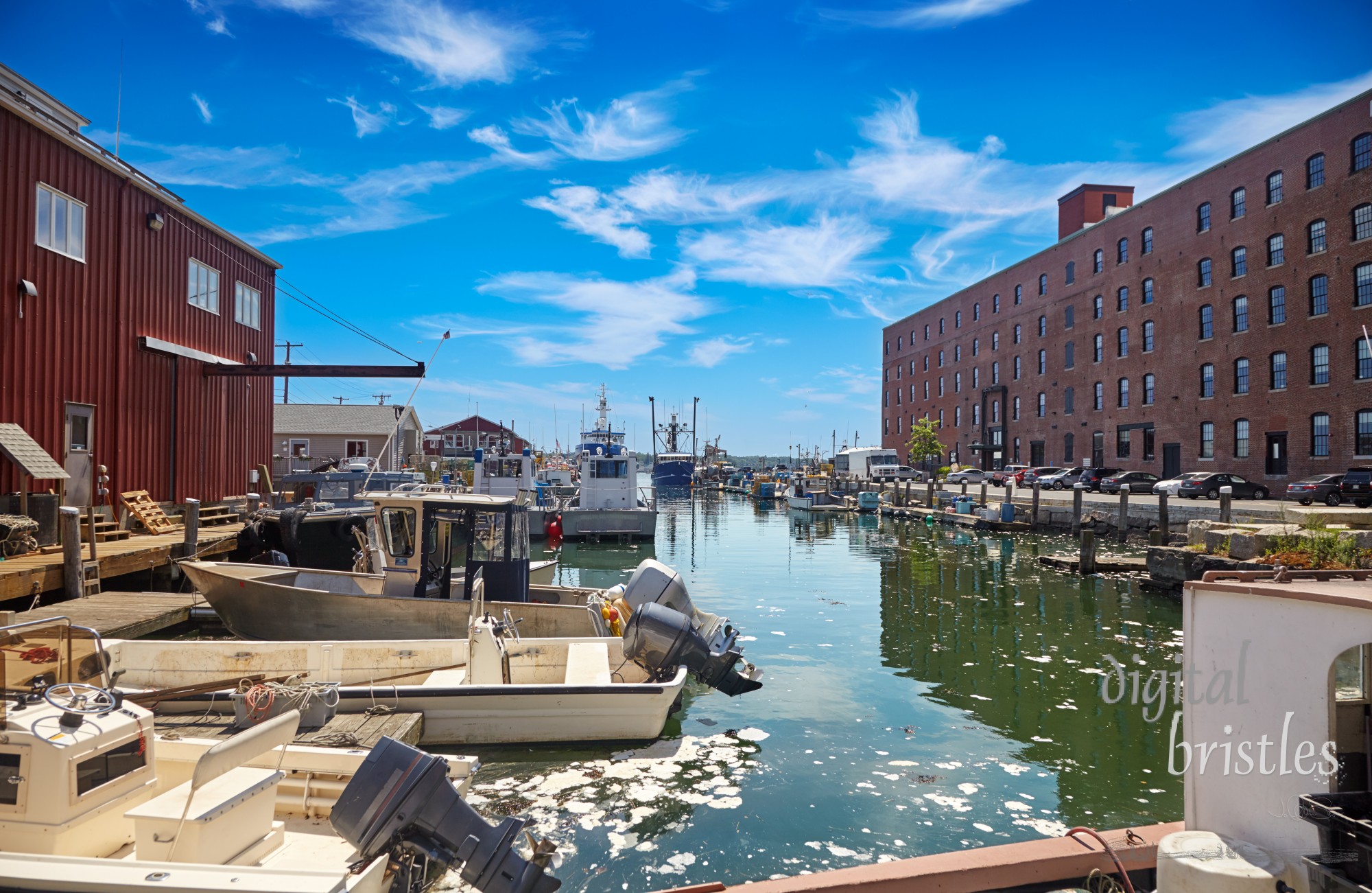 Boats of all sizes docked between Union Wharf and Portland Fish Pier, Portland, Maine