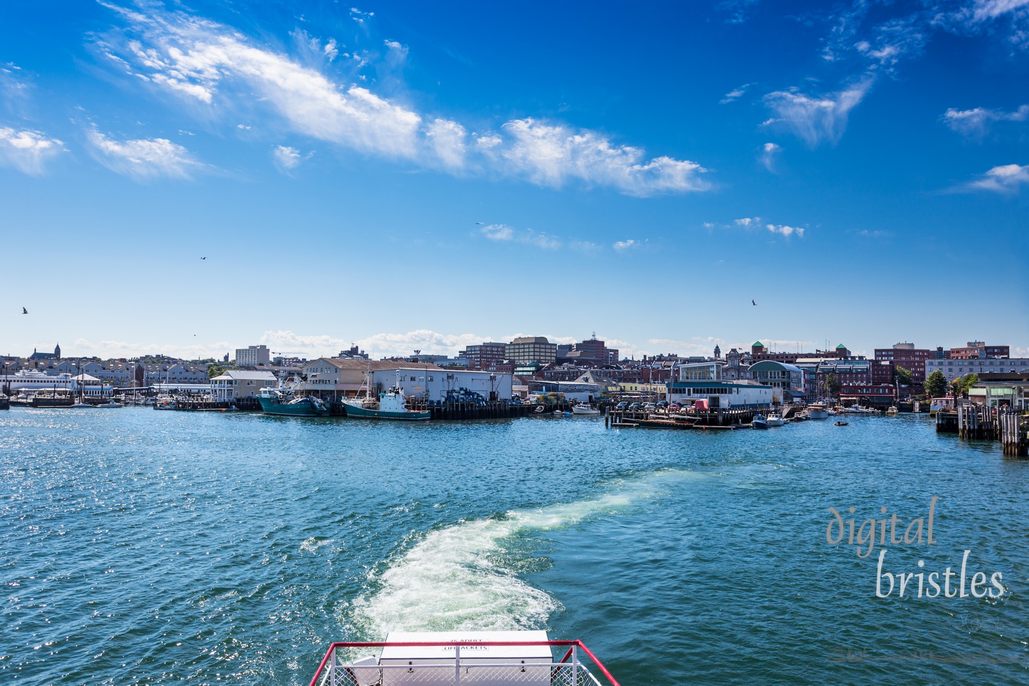 View of the Portland, Maine, waterfront from a departing ferry