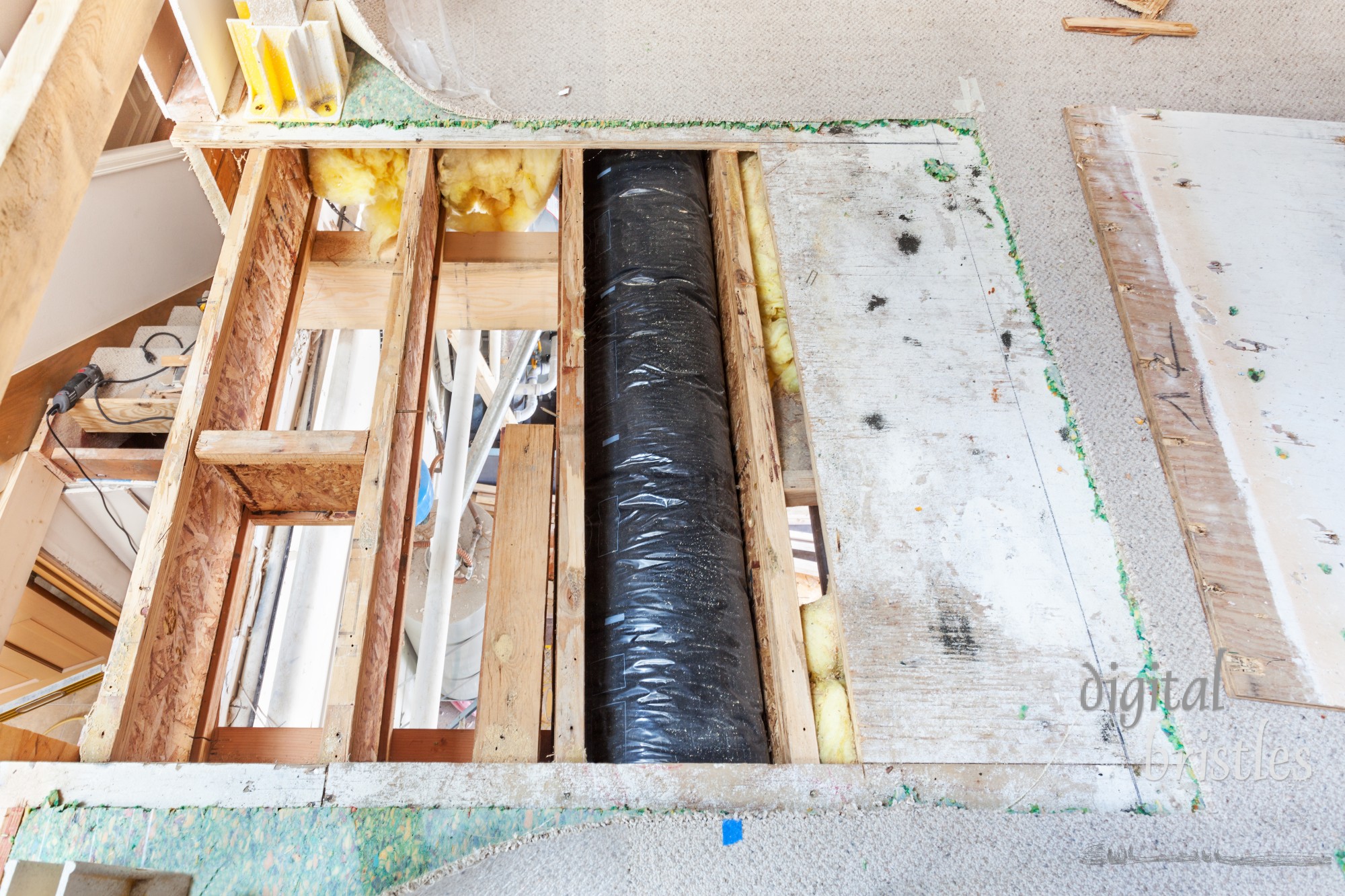 Remodeled staircase requires moving heating, joists and pipes