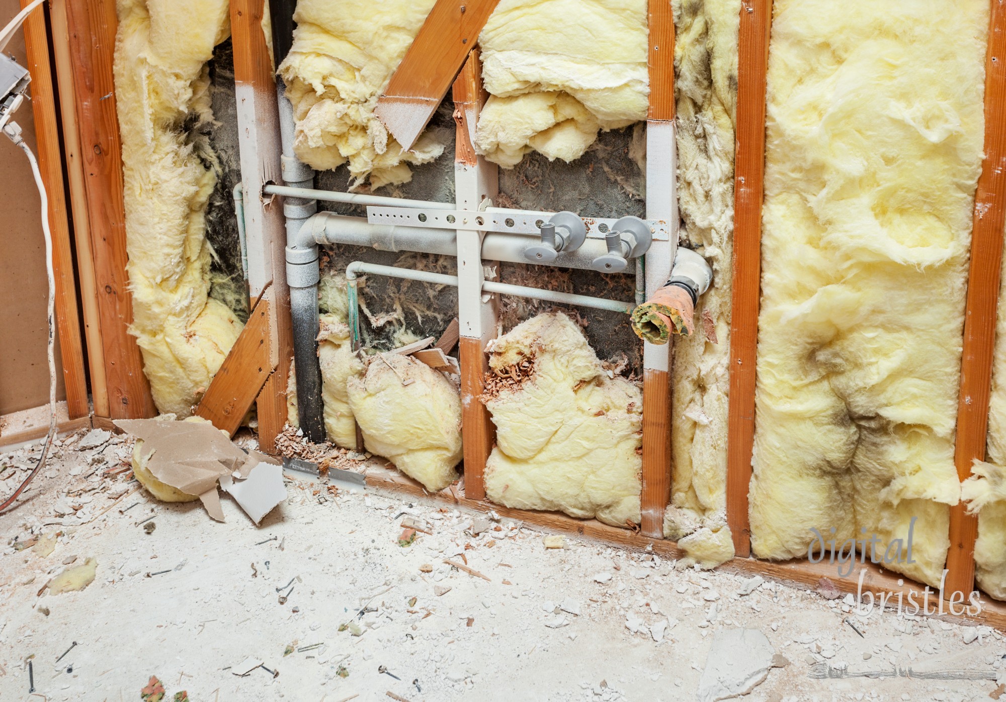 Demolishing a residential bathroom at the beginning of a remodeling project