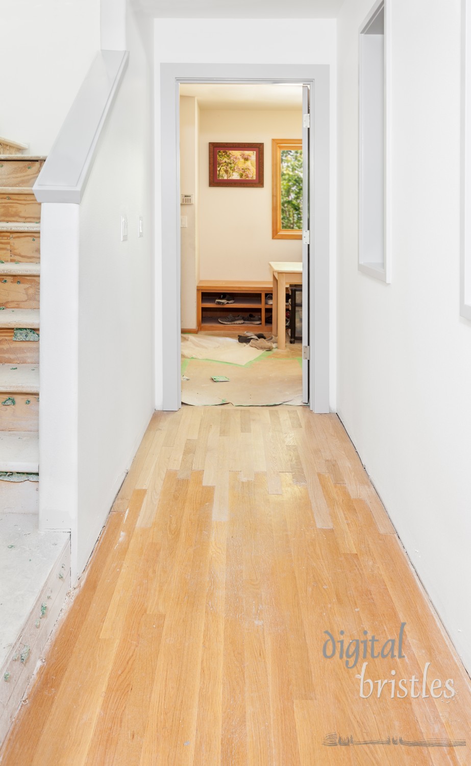 Hallway floor patched after doorway moved