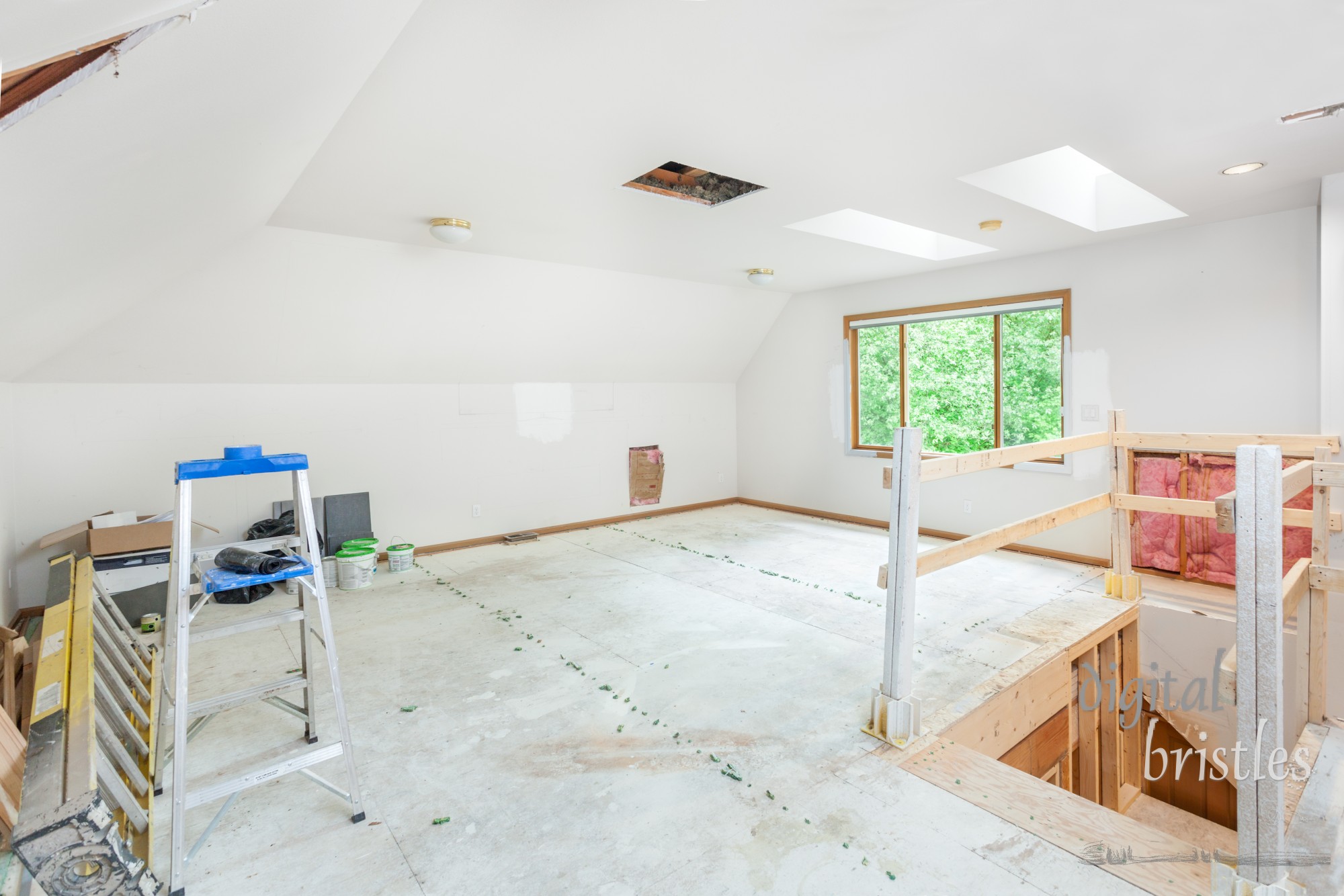 Staircase change roughed in and carpet removed