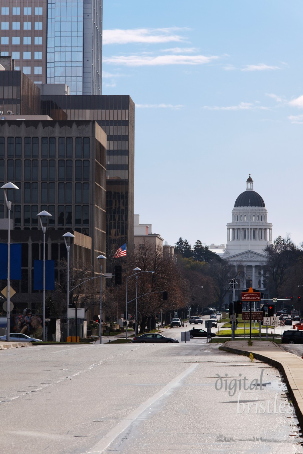 Capitol Mall in Sacramento, looking toward the Capitol.