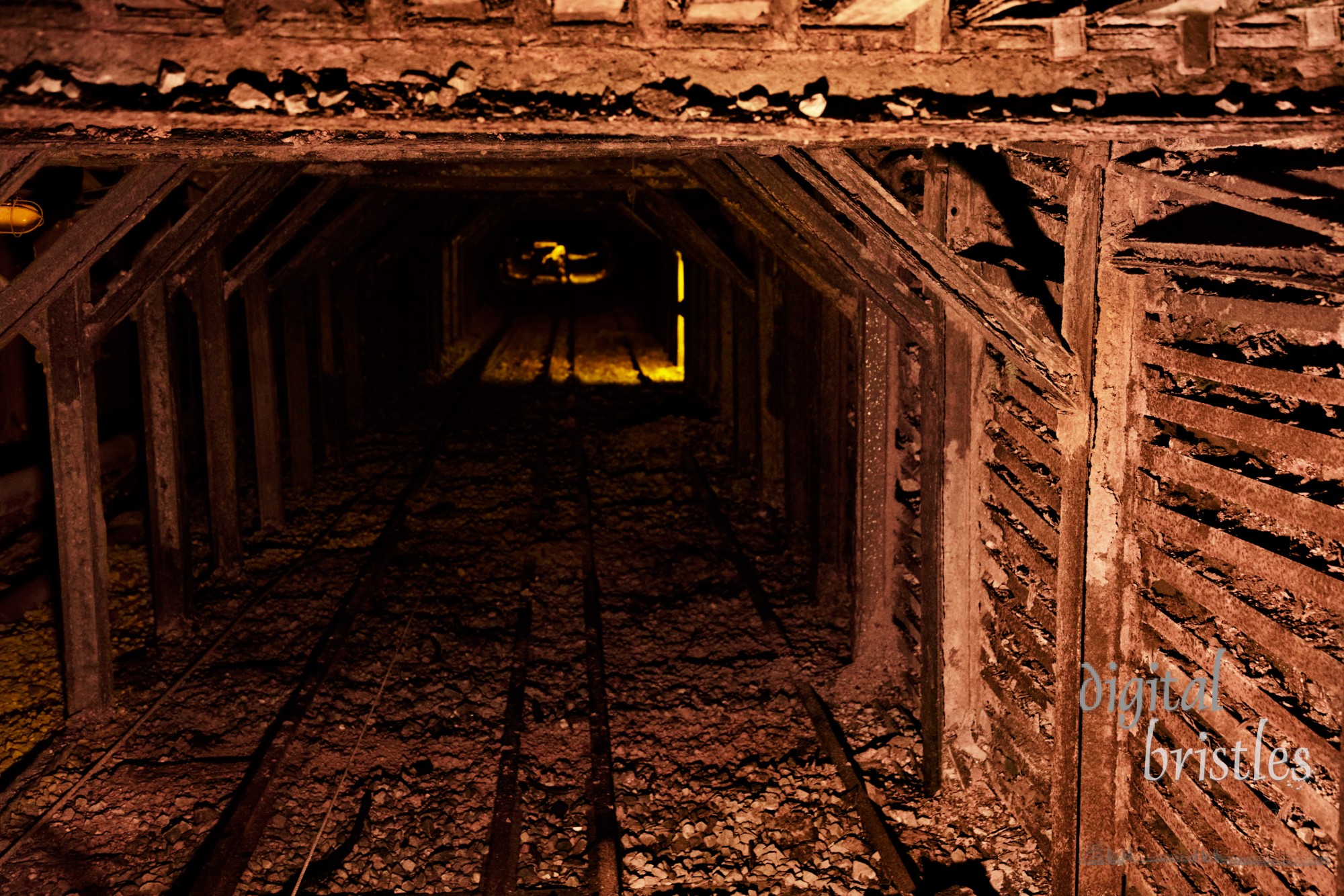 Steep dark entrance to an old mine