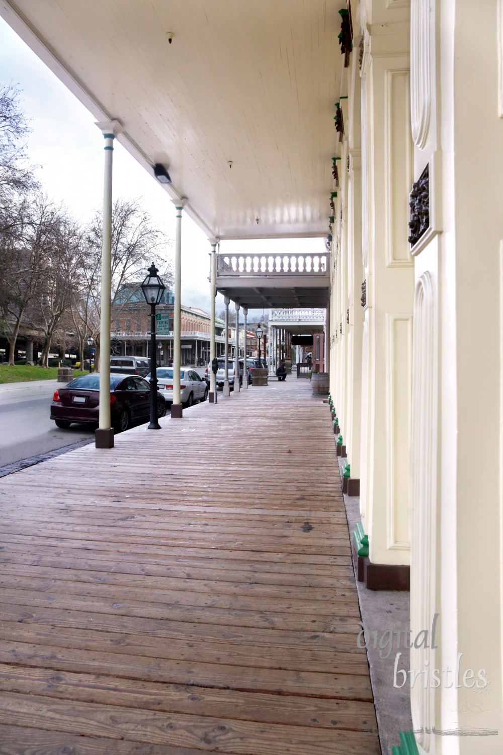 Wooden sidewalk in Old Sacramento, California