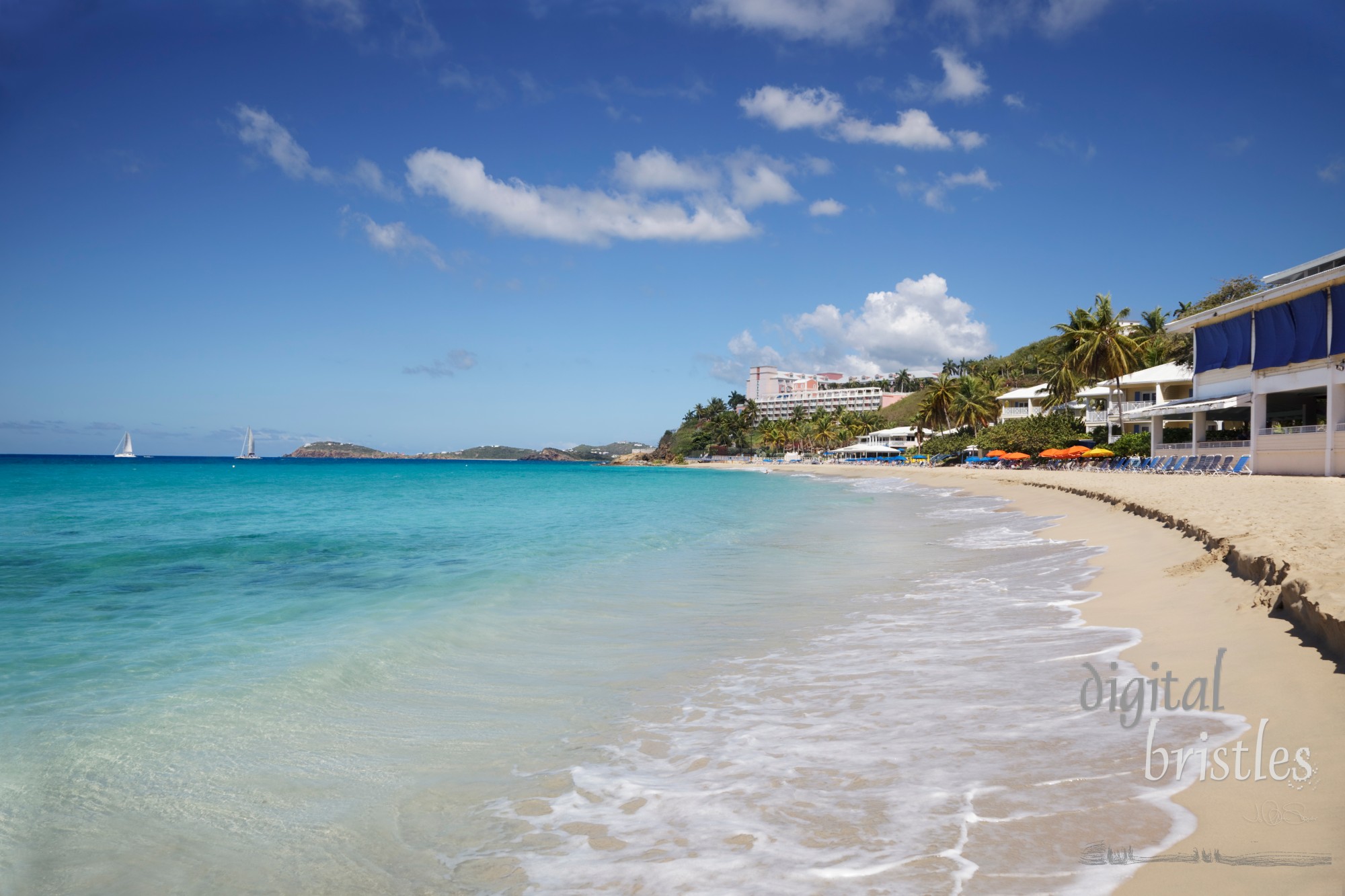 Peaceful beach at a tropical resort