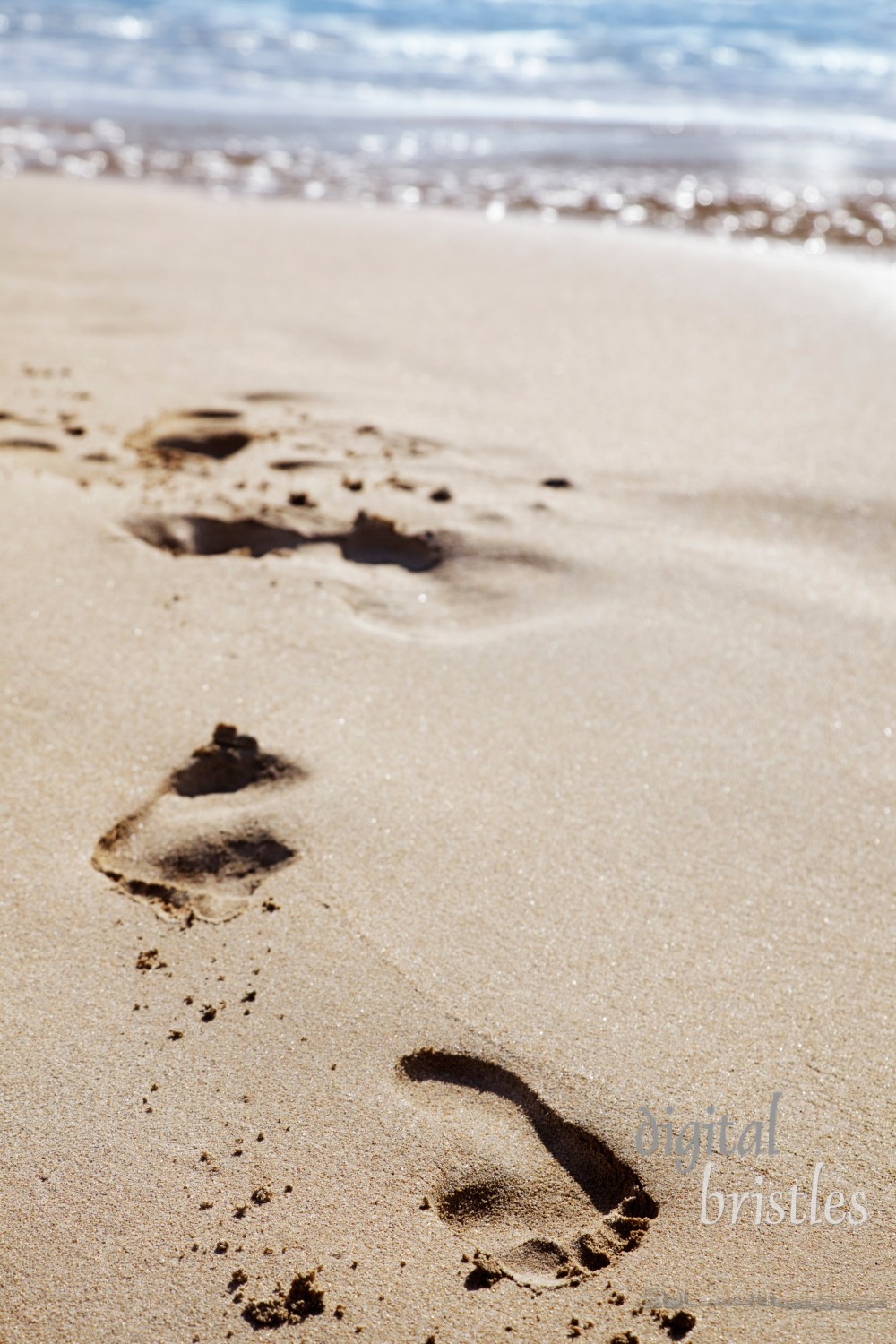 Morning light on footprints in the sand 