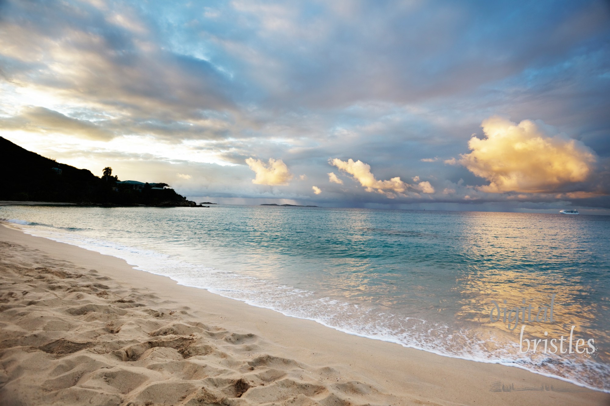 Early morning sun rising at Morning Star Beach, St. Thomas