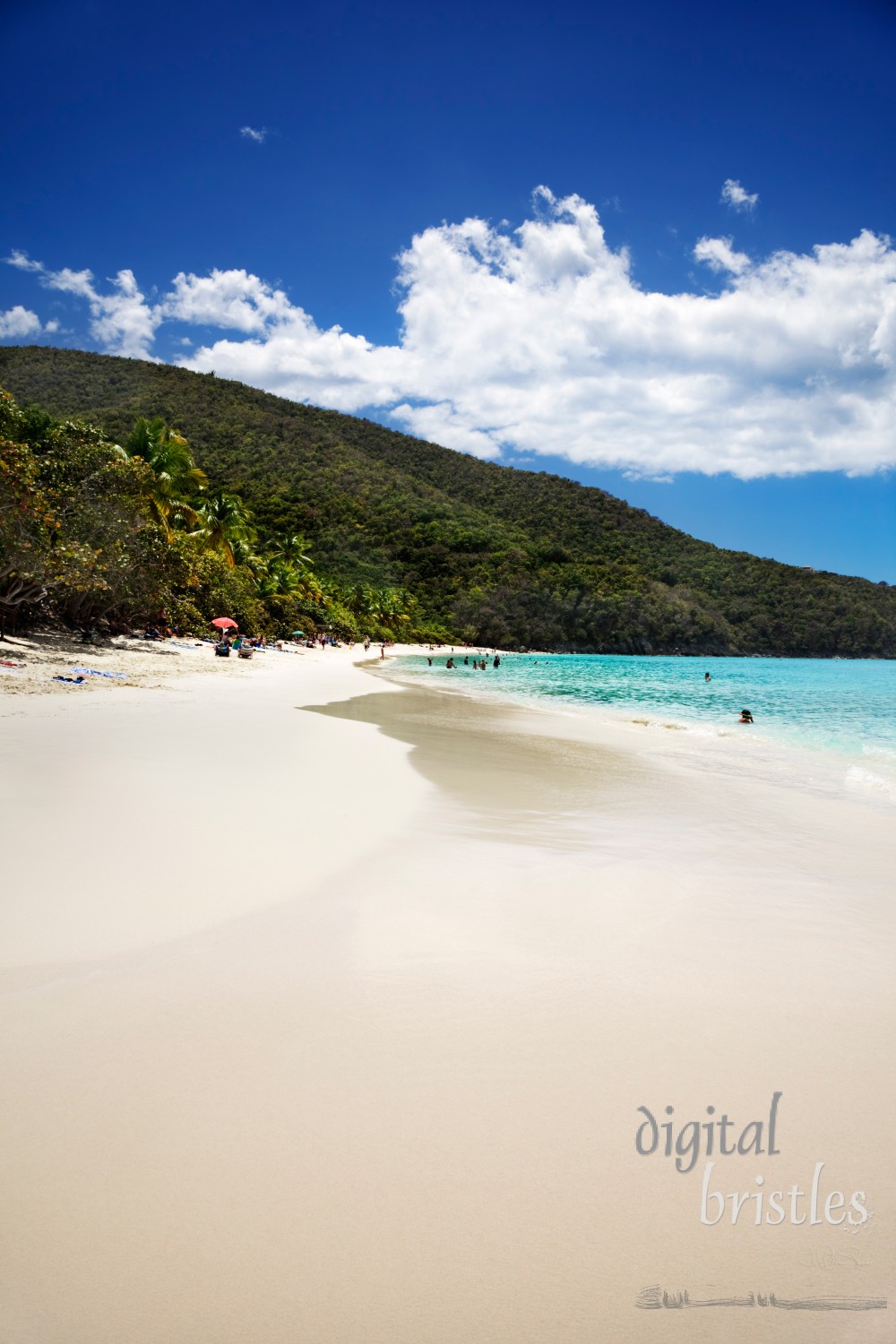 Wide white sand beach at Trunk Bay, St John