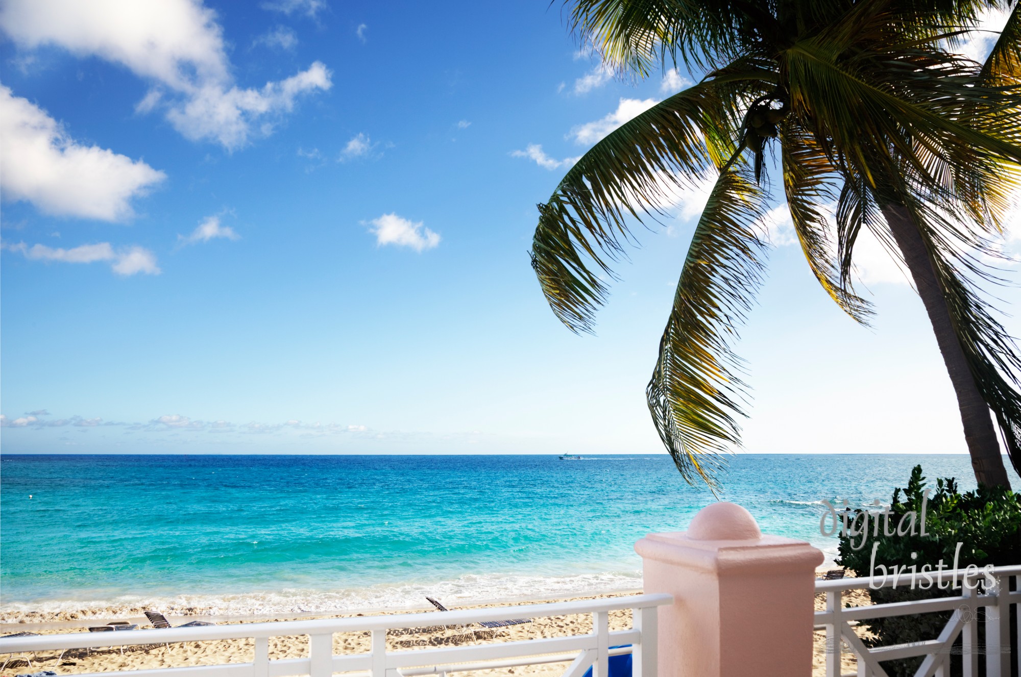 Afternoon sun and breezes at a Caribbean beach