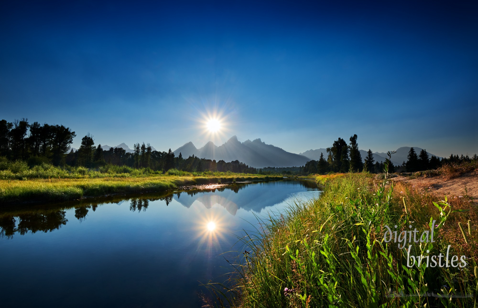 Almost sunset at Schwabacher’s Landing on the Snake River. Grand Teton National Park, Wyoming