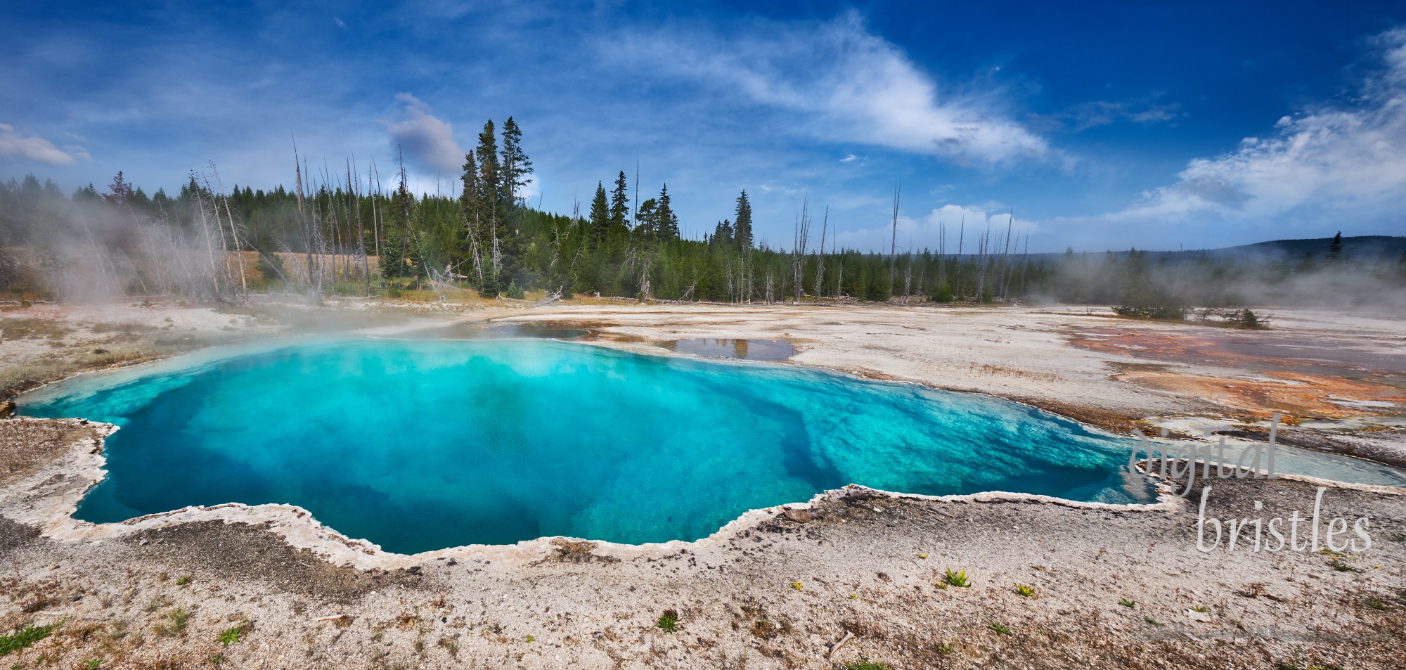 Abyss Pool, a 53 foot deep hot spring in West Thumb Geyser Basin, Yellowstone National Park