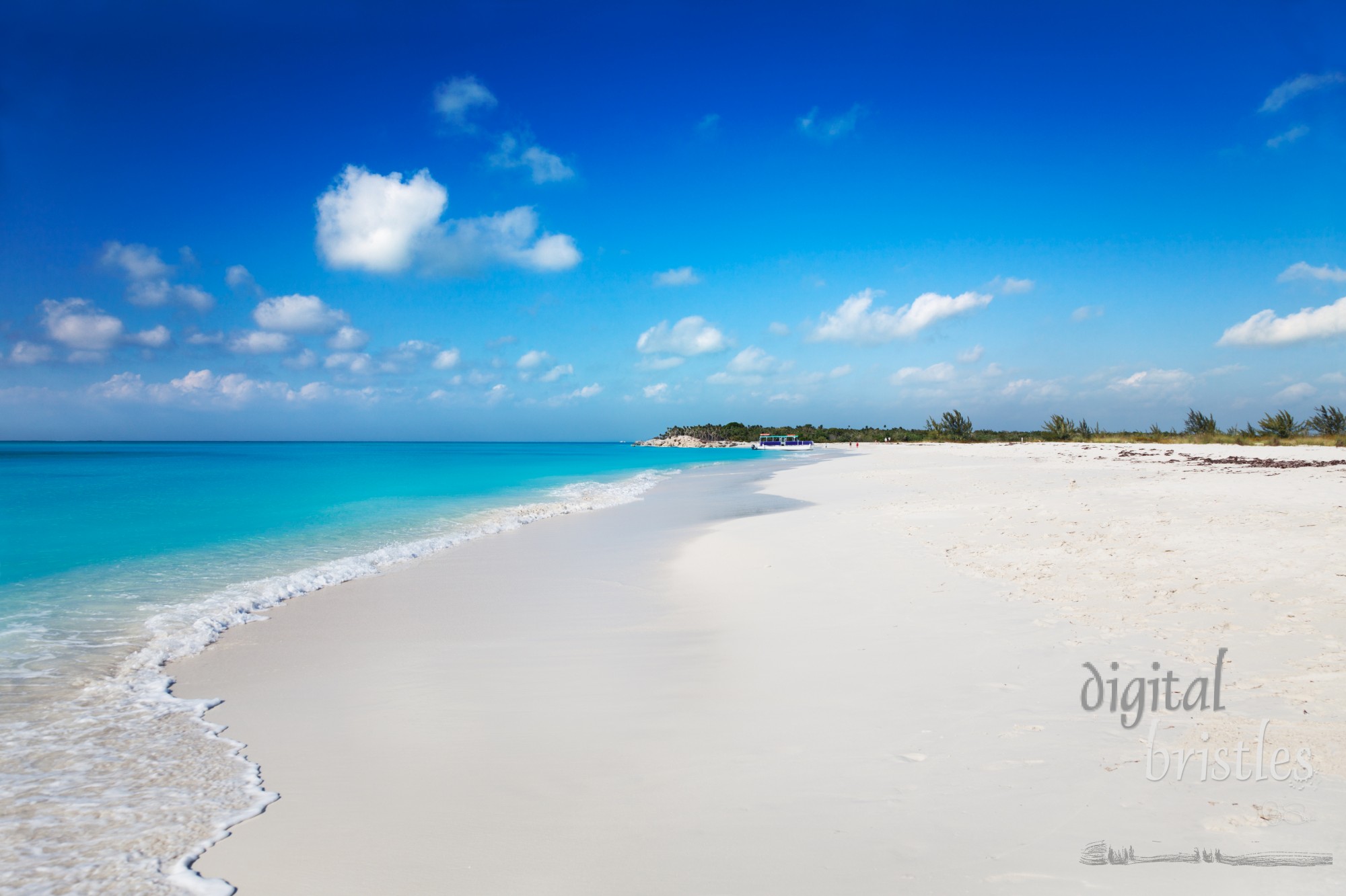 The white sands of secluded Half Moon Bay, Turks & Caicos Islands, are accessible only by boat