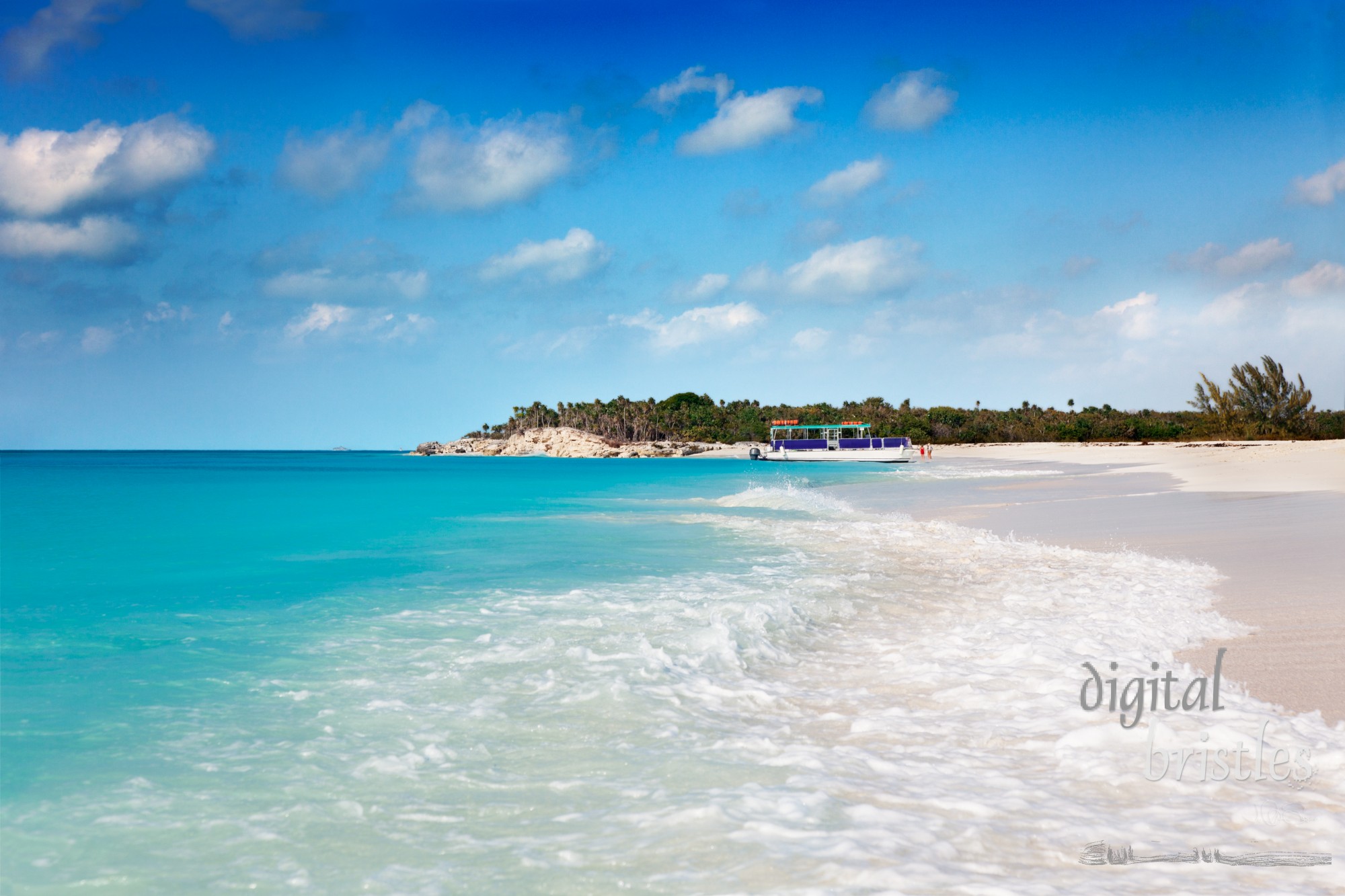 Beautiful Half Moon Bay, accessible only by boat. Turks & Caicos Islands