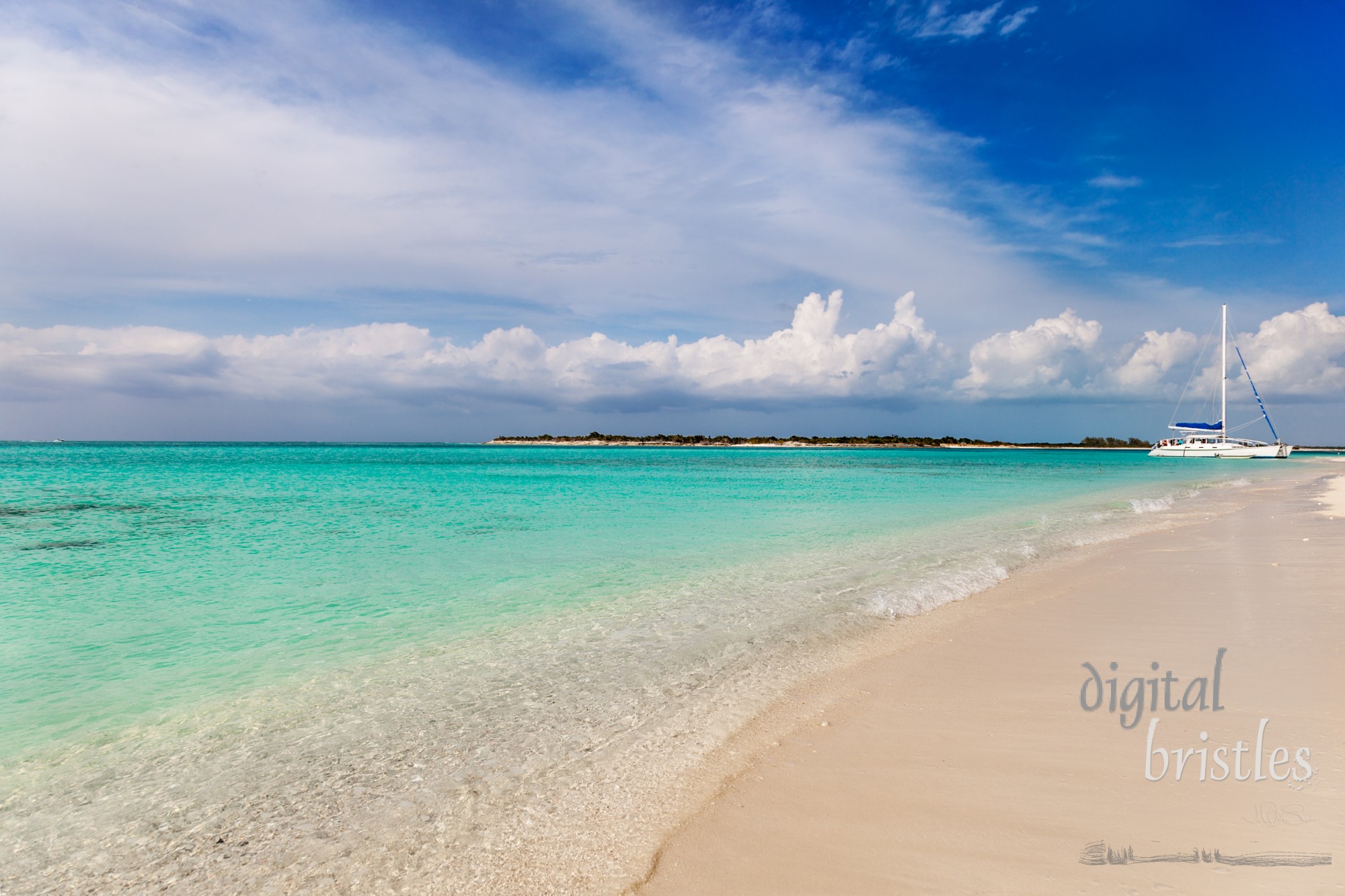 Charter sailboat beached near Leeward Going Through, Providenciales, Turks and Caicos